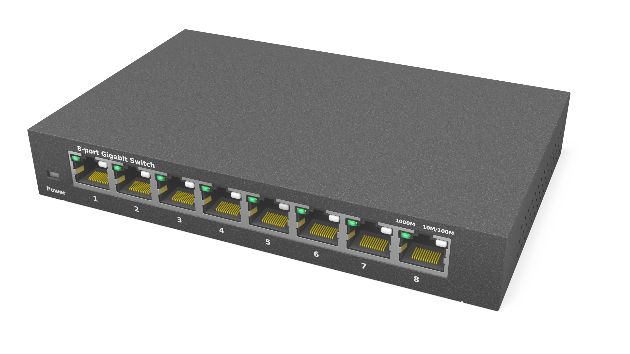 Gigabit Network Switch 8 Port Grey 3D model