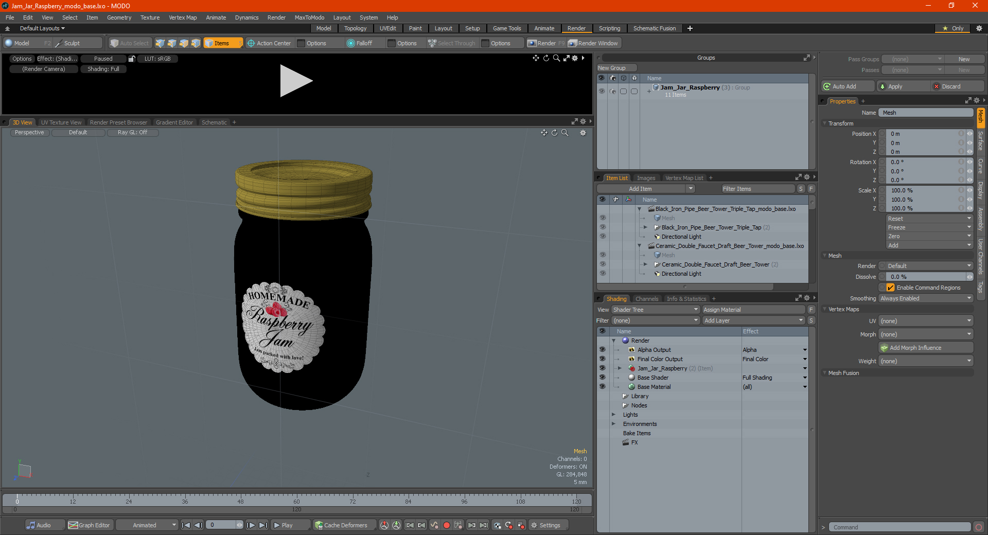 Jam Jar Raspberry 3D