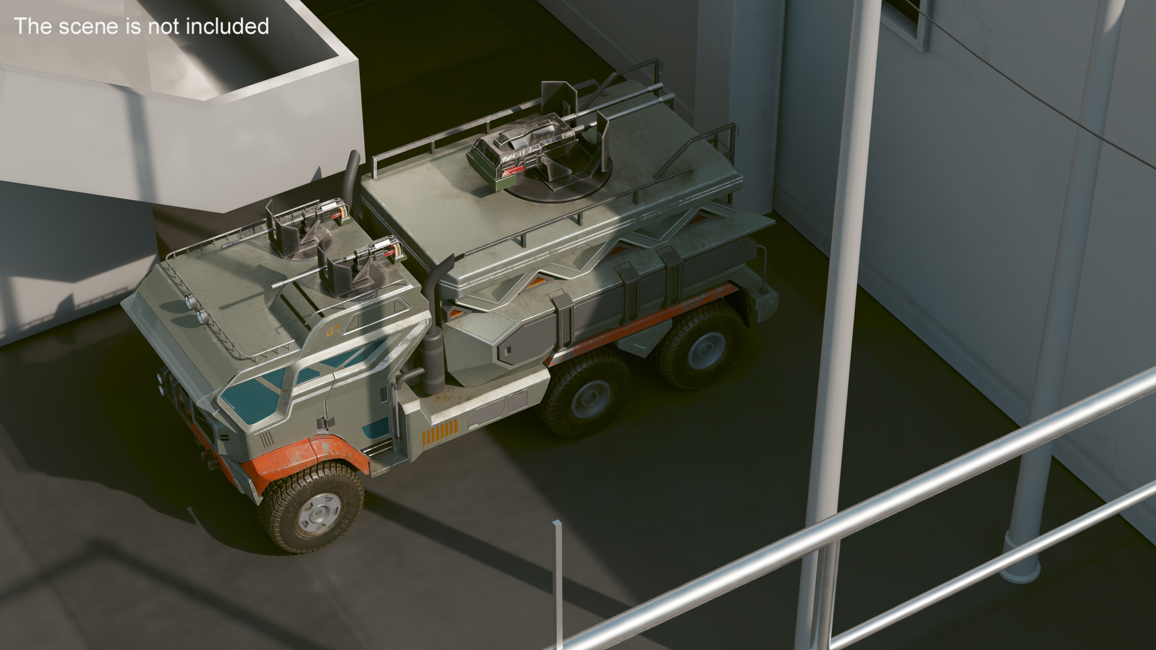 3D Sci-Fi Military Truck Rigged model