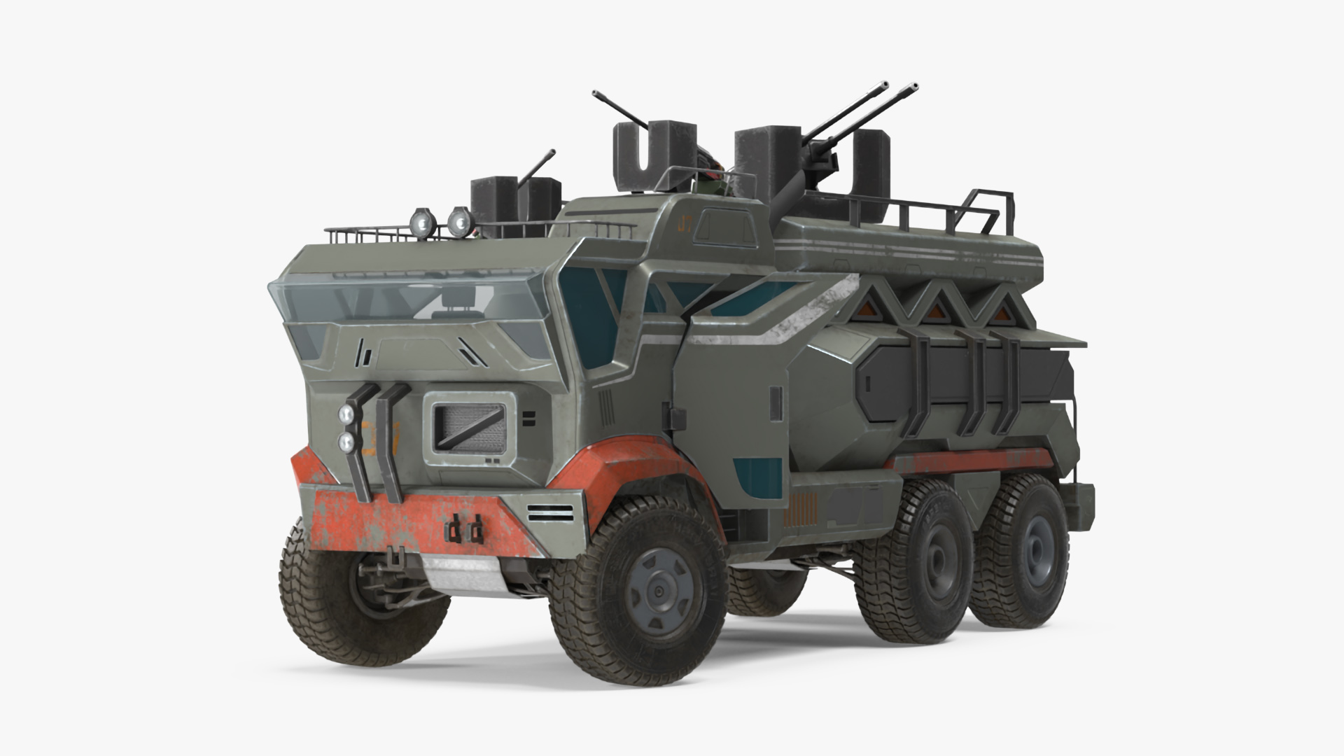3D Sci-Fi Military Truck Rigged model