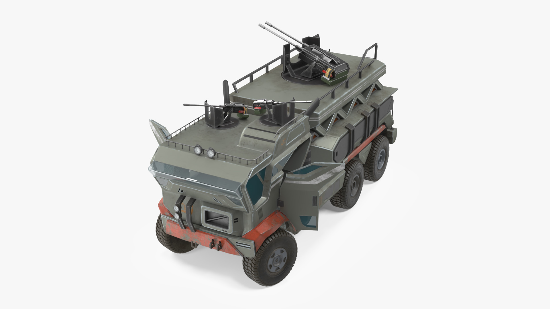 3D Sci-Fi Military Truck Rigged model