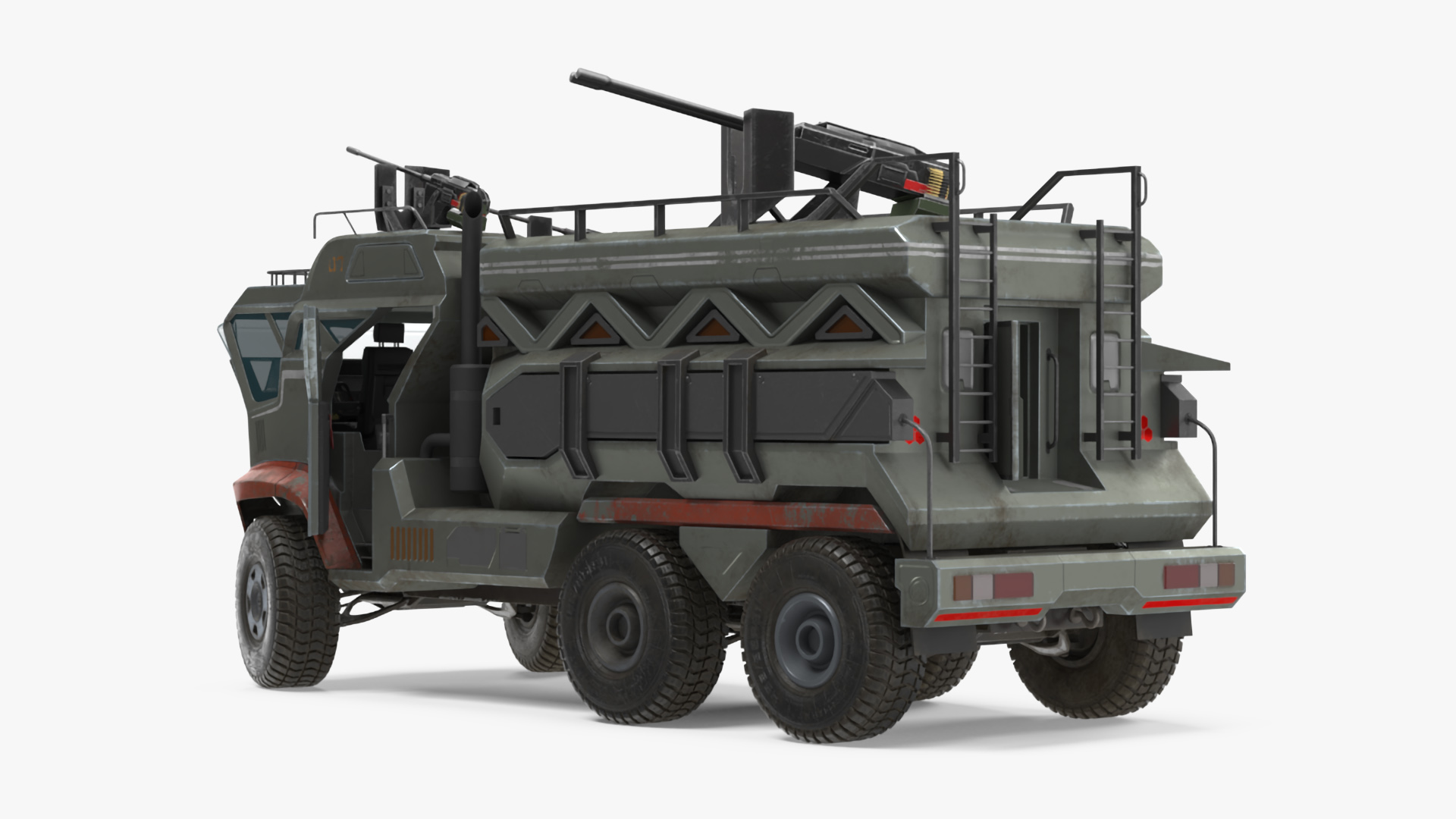 3D Sci-Fi Military Truck Rigged model