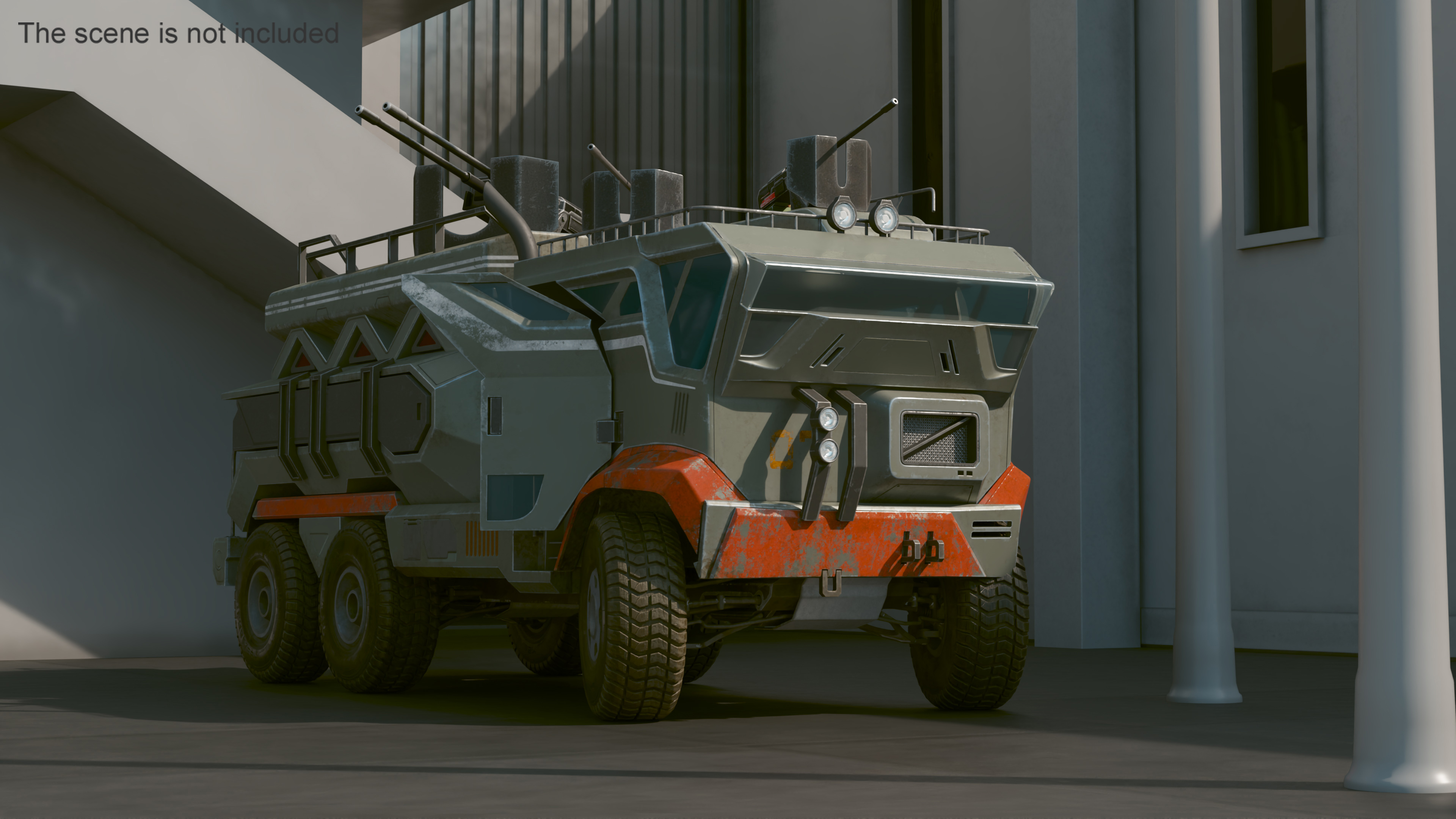 3D Sci-Fi Military Truck Rigged model
