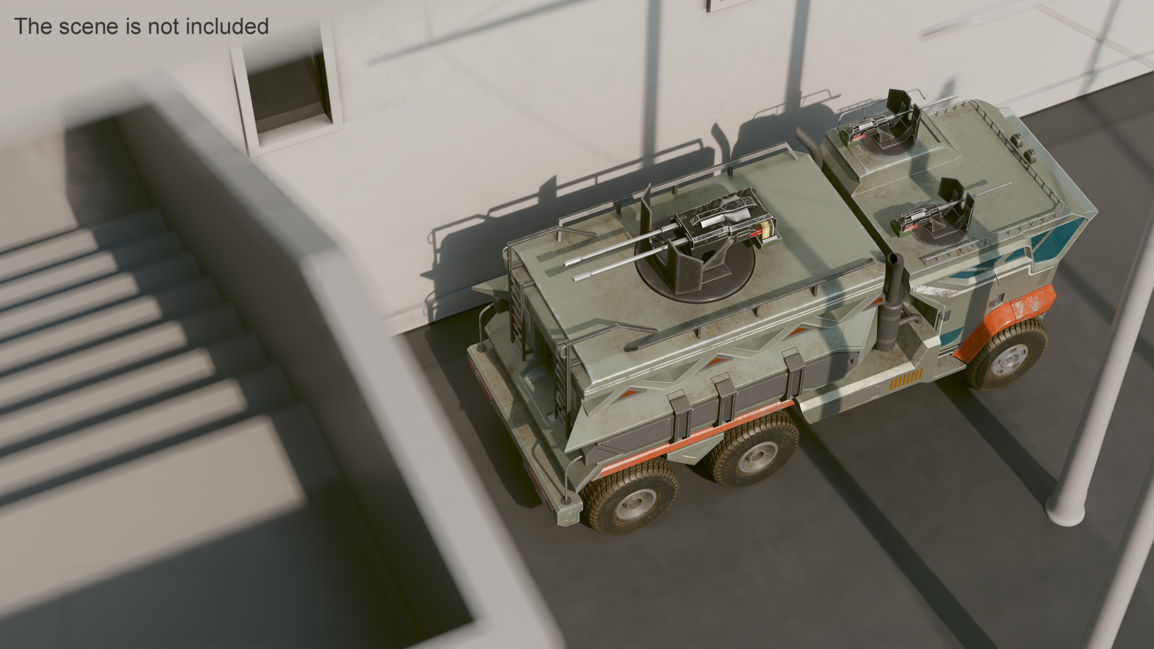 3D Sci-Fi Military Truck Rigged model