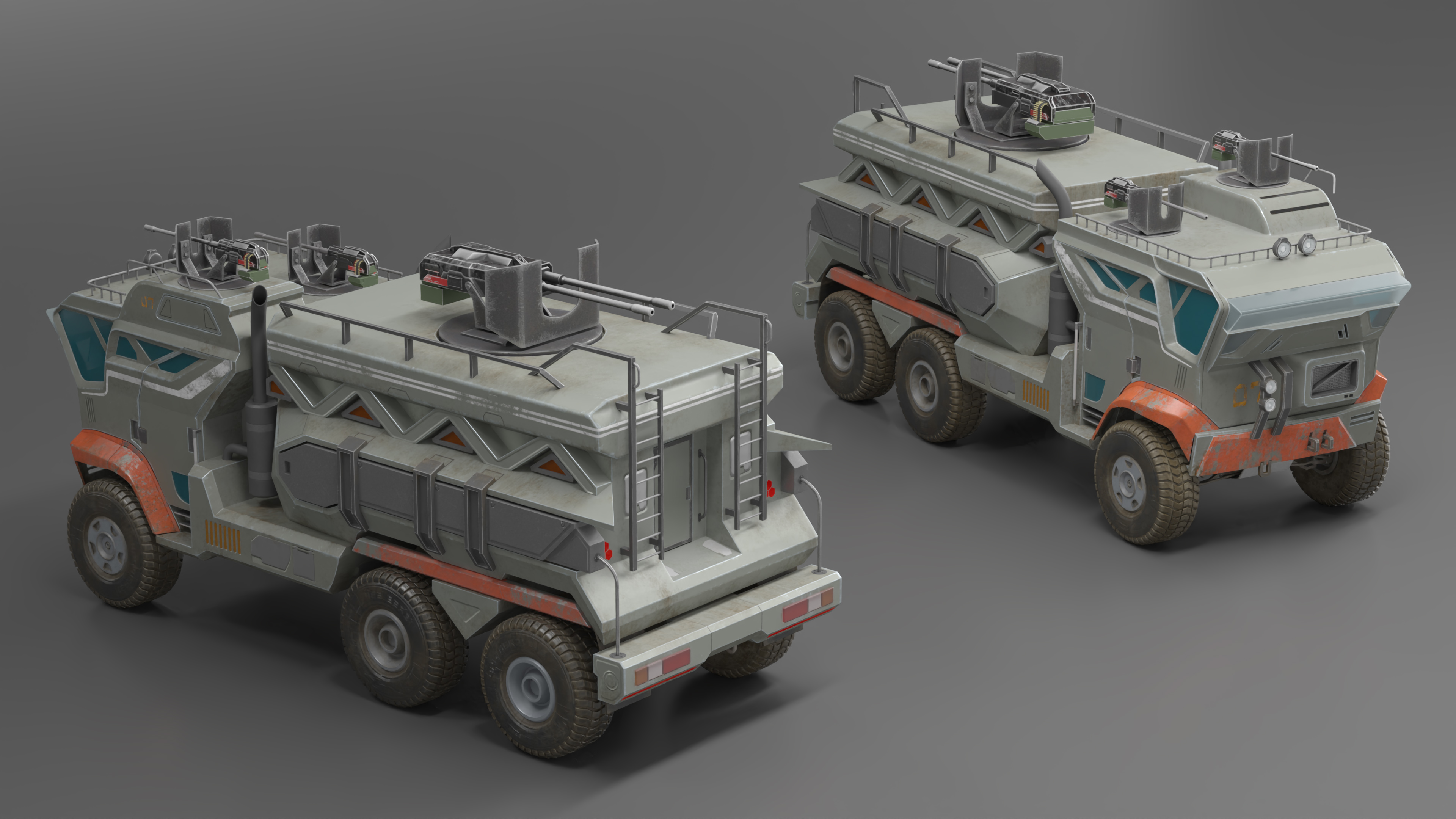 3D Sci-Fi Military Truck Rigged model