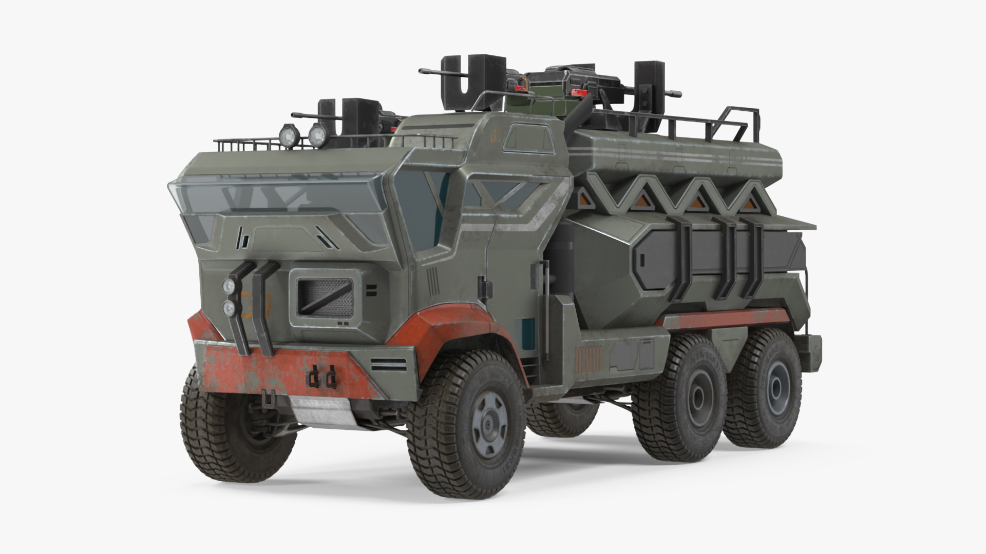 3D Sci-Fi Military Truck Rigged model