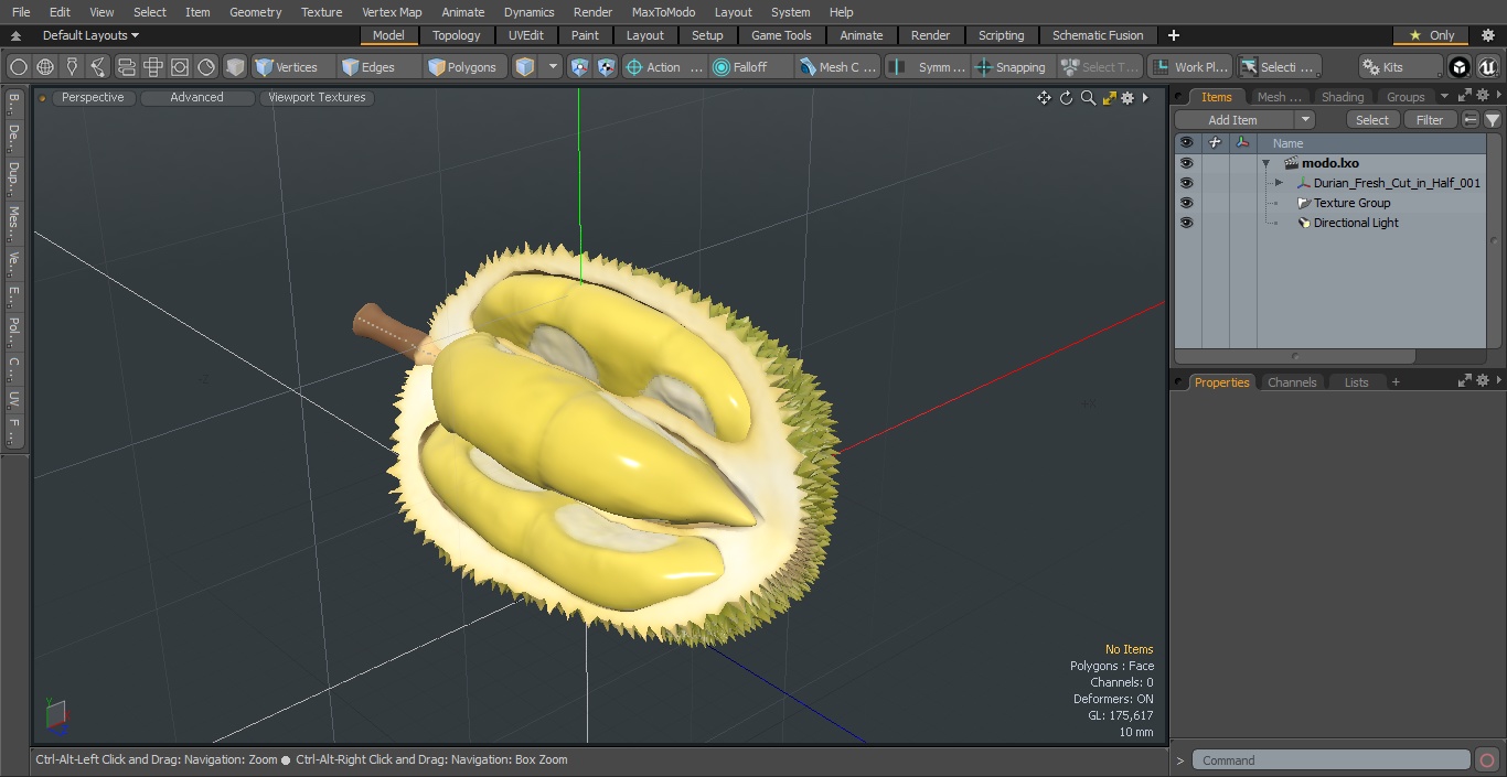 Durian Fresh Cut in Half 3D model