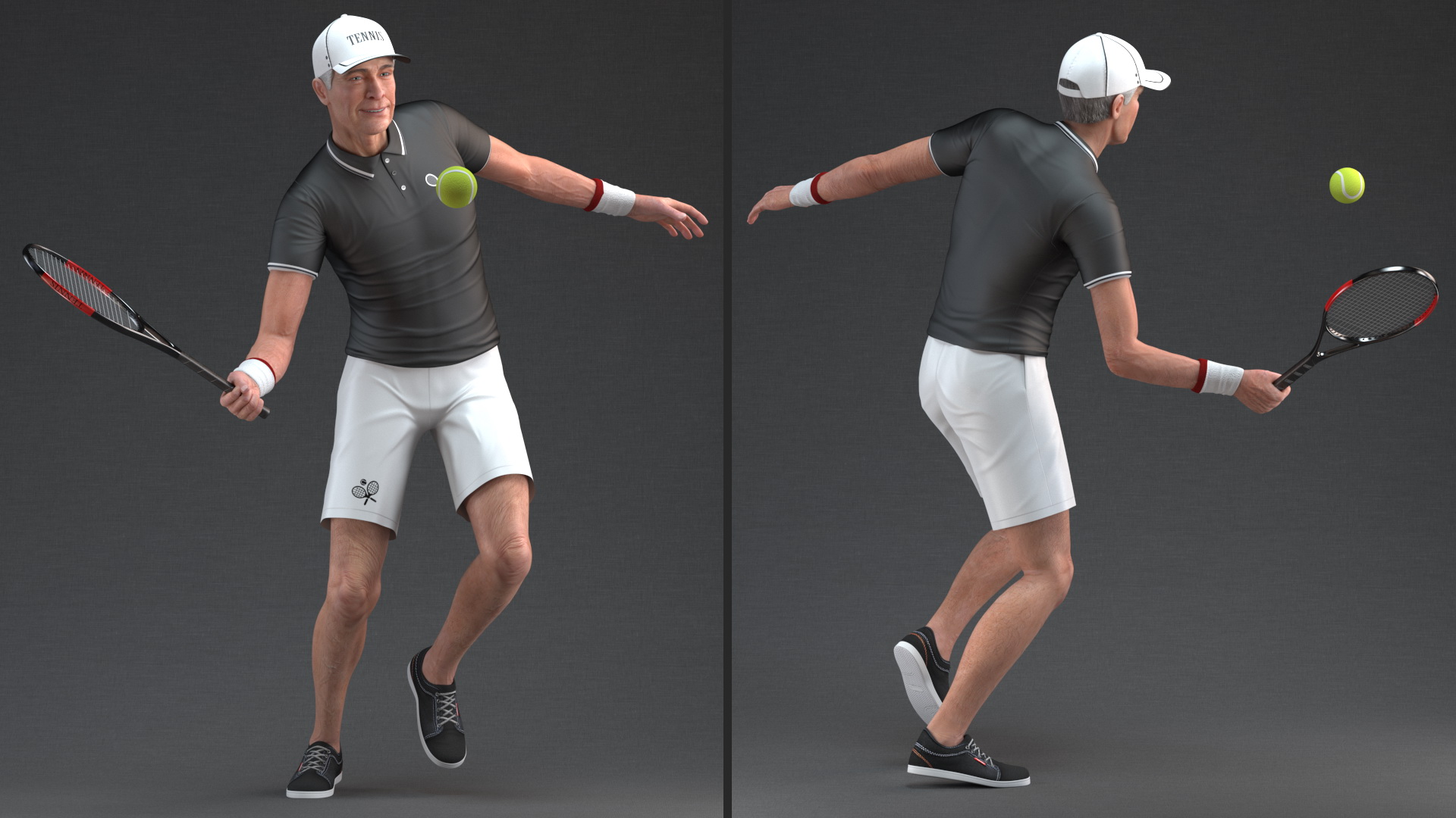 3D model Elderly Man Sport Wear Playing Pose