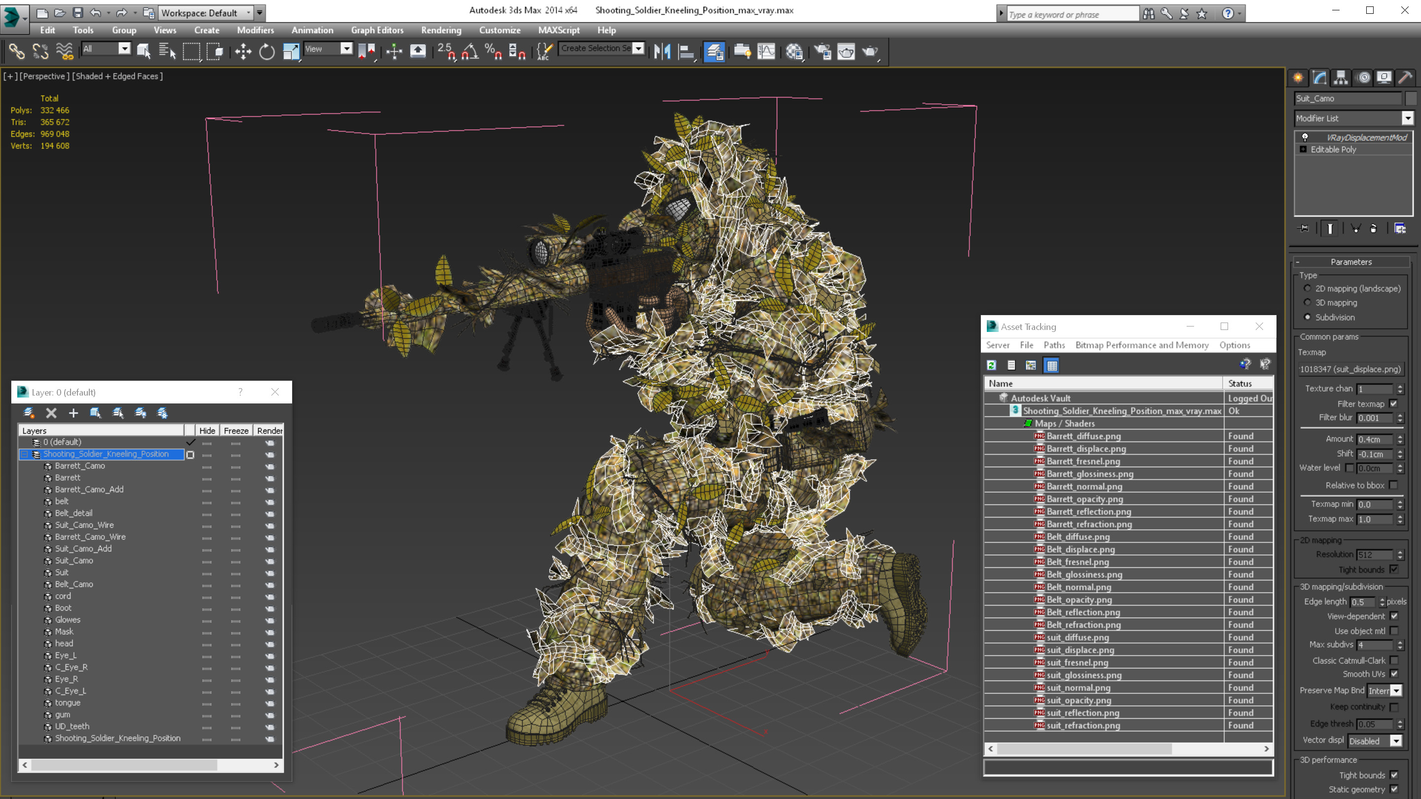 Shooting Soldier Kneeling Position 3D model