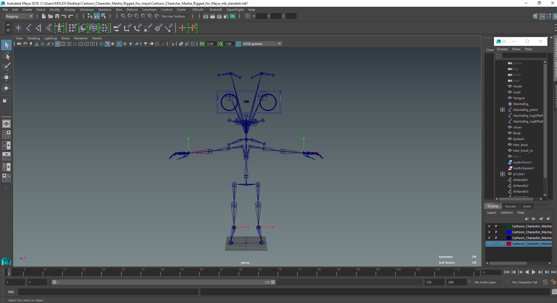 Cartoon Character Masha Rigged for Maya 3D model