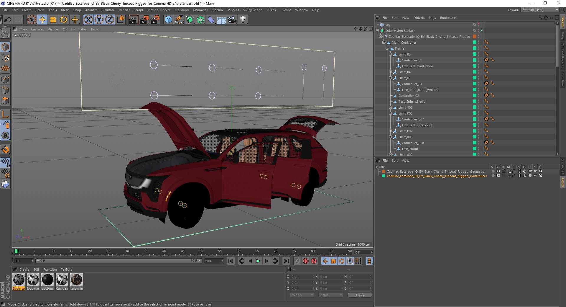 3D model Cadillac Escalade IQ EV Black Cherry Tincoat Rigged for Cinema 4D
