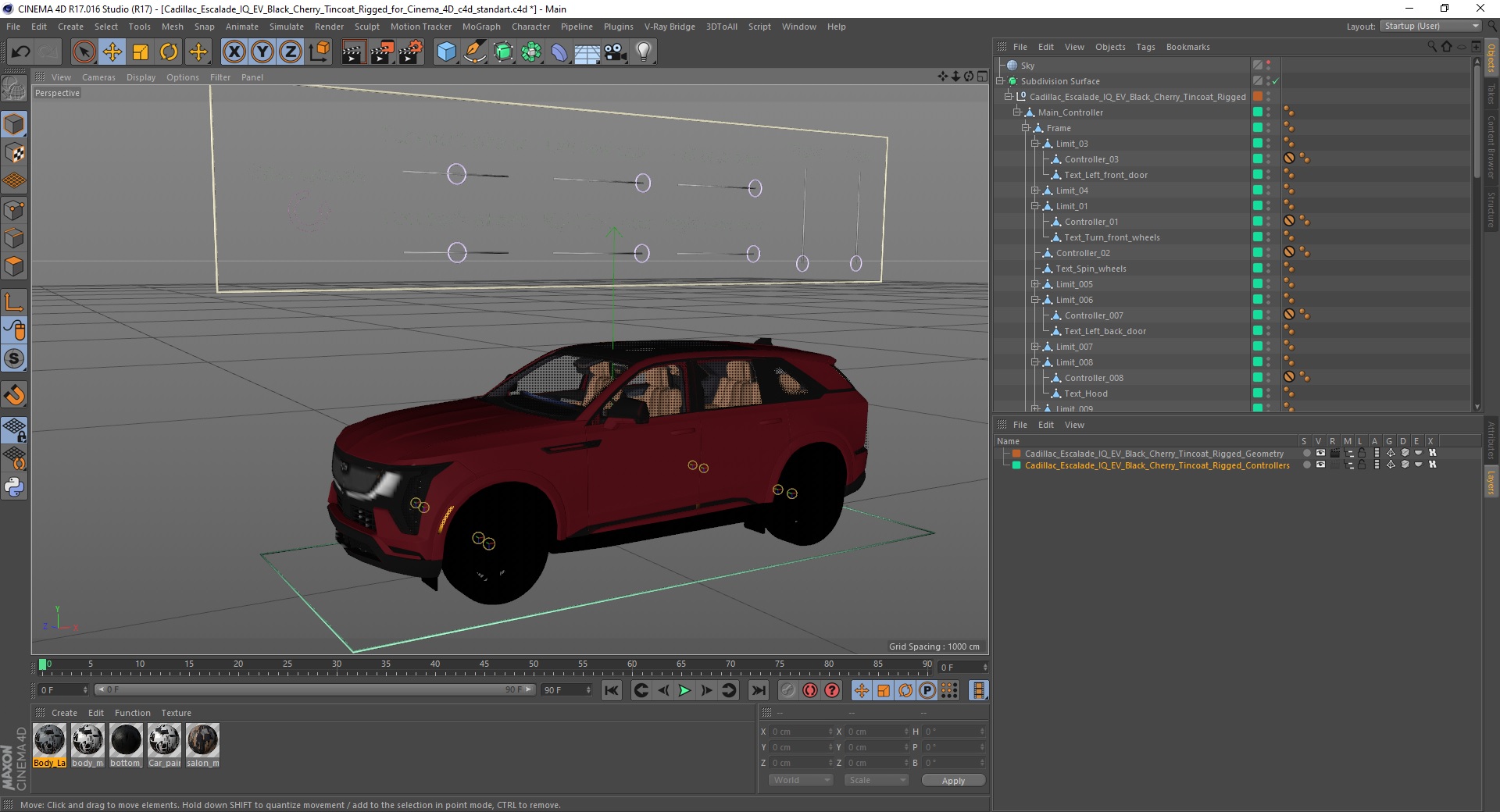 3D model Cadillac Escalade IQ EV Black Cherry Tincoat Rigged for Cinema 4D