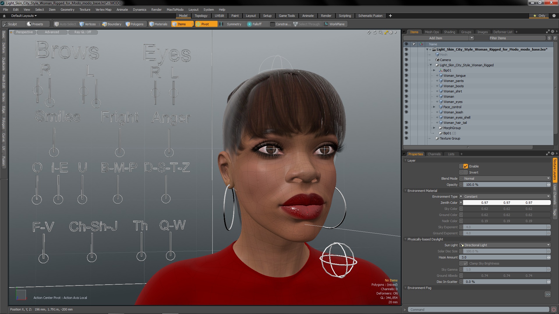 3D Light Skin City Style Woman Rigged for Modo model