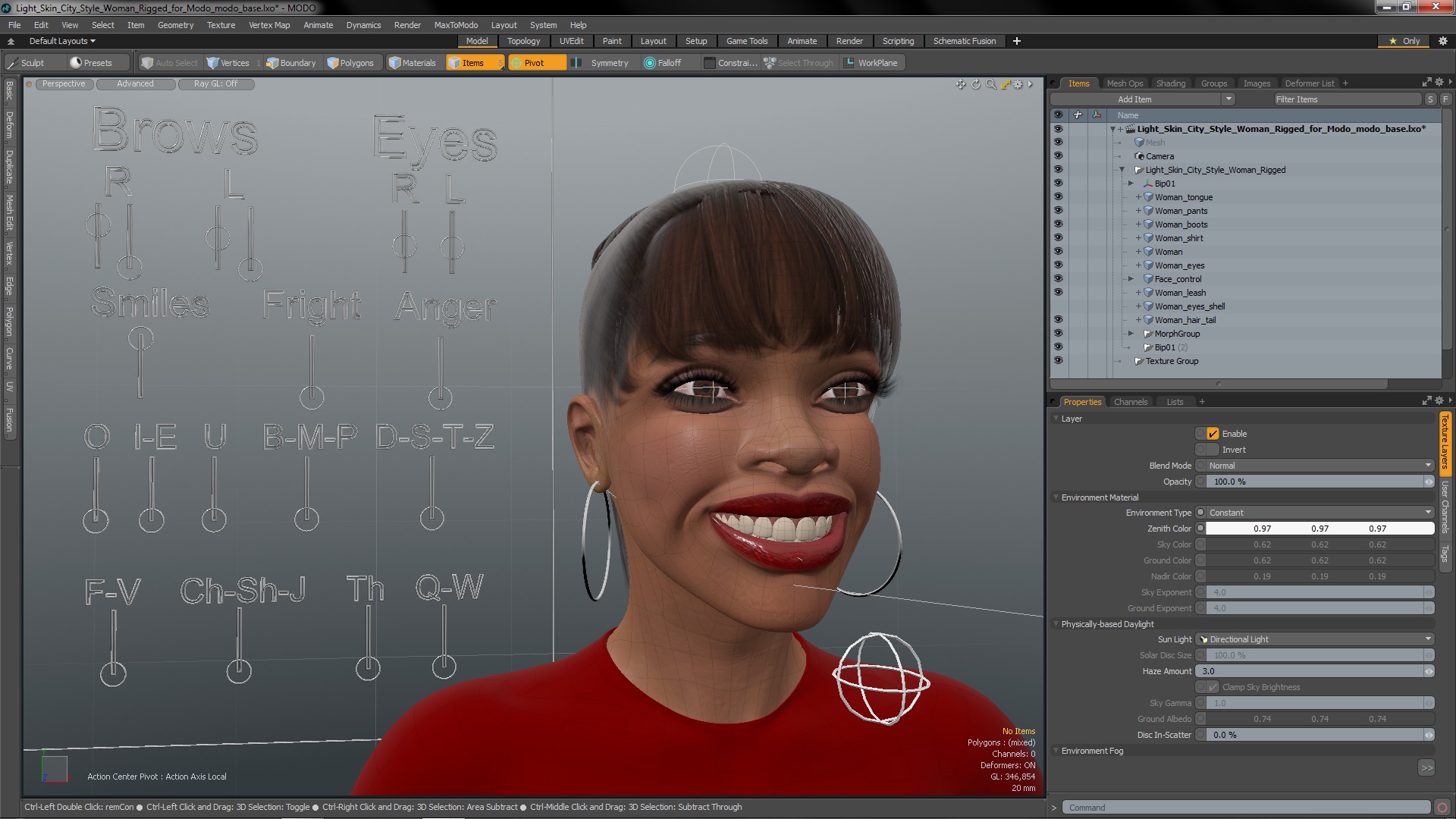 3D Light Skin City Style Woman Rigged for Modo model