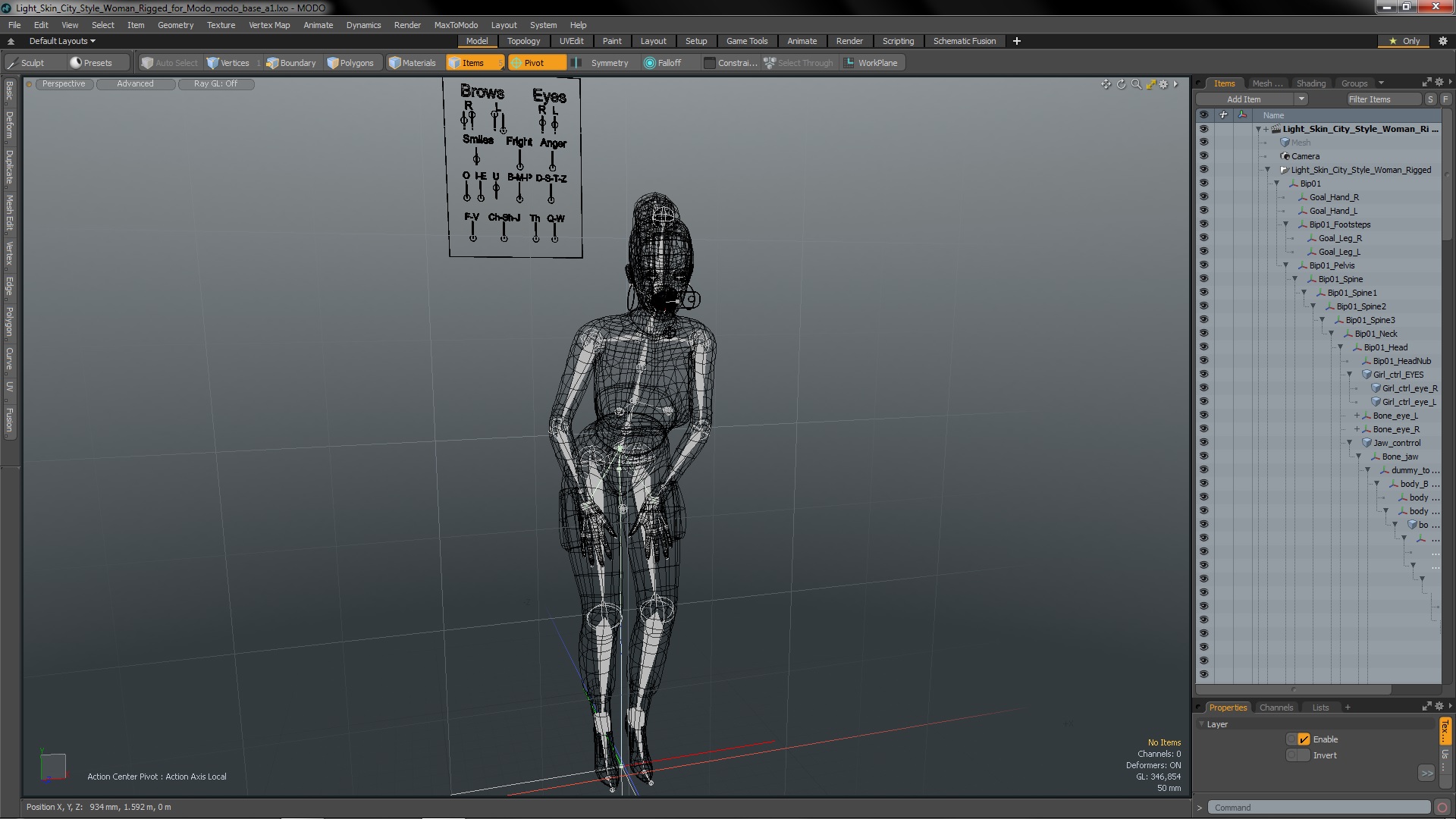 3D Light Skin City Style Woman Rigged for Modo model