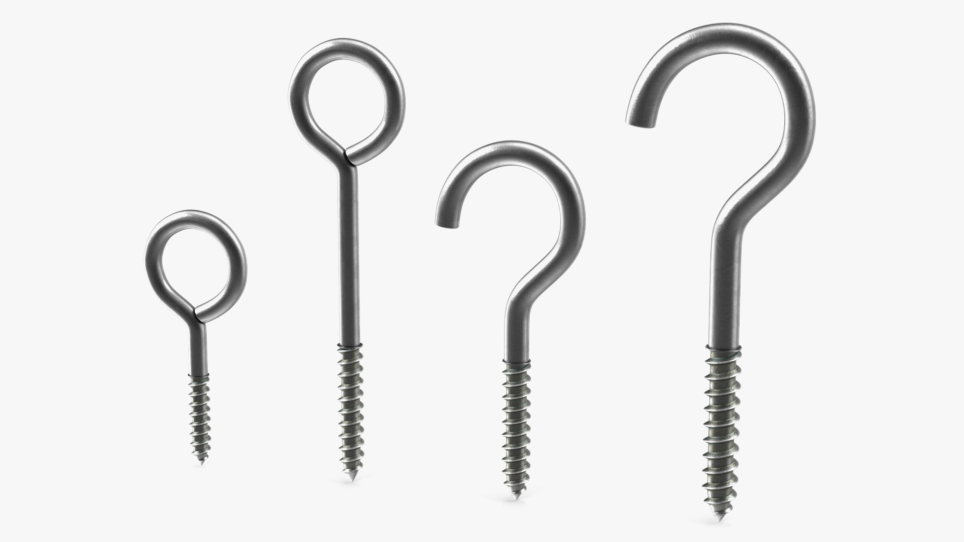 Drapery Screw Eyes Set Silver 3D model