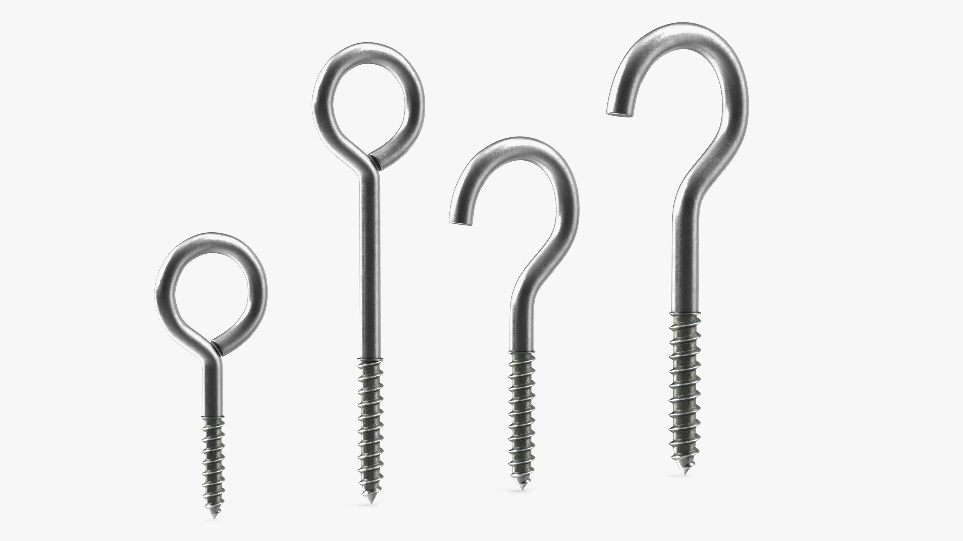 Drapery Screw Eyes Set Silver 3D model
