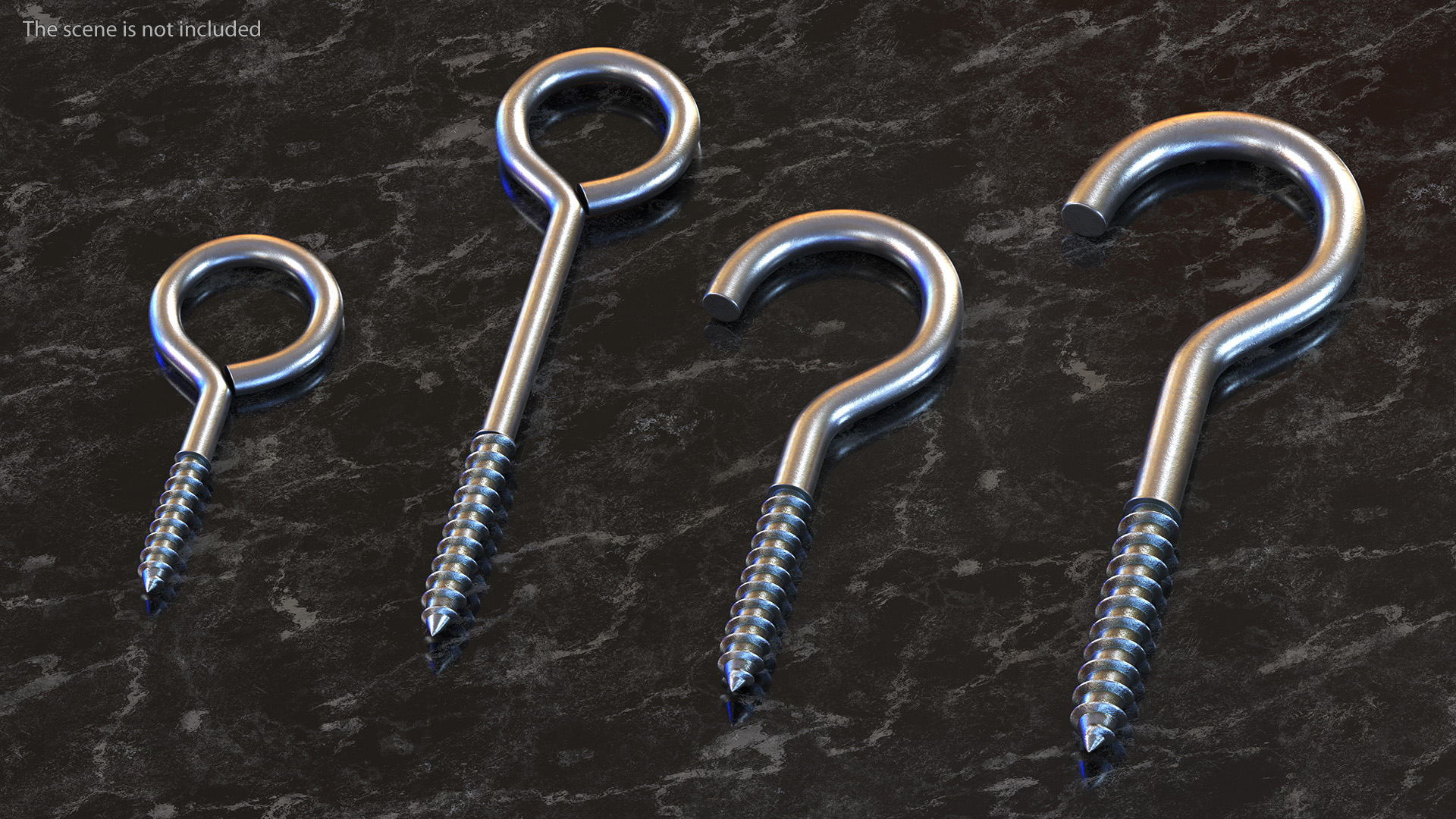 Drapery Screw Eyes Set Silver 3D model