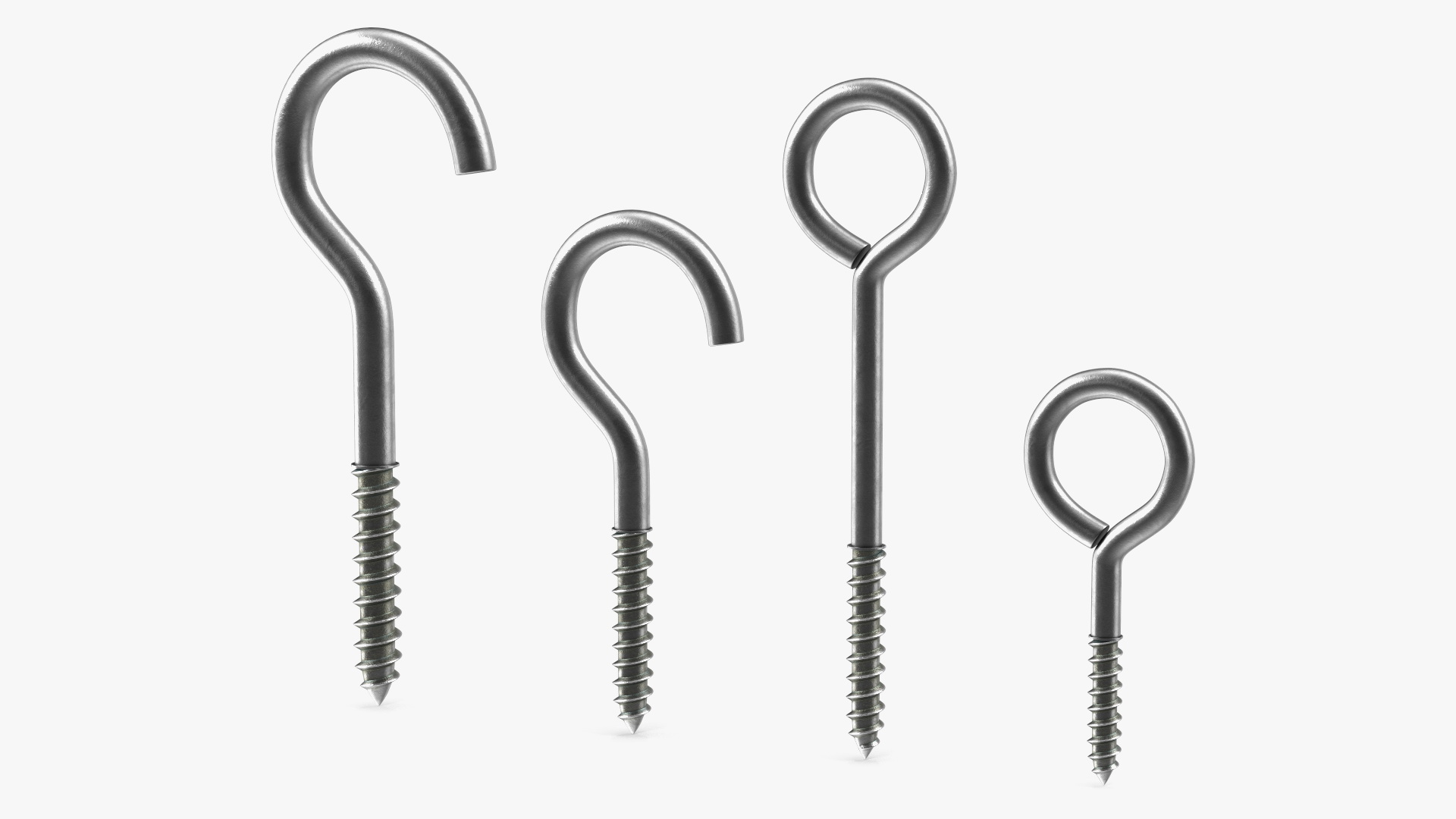 Drapery Screw Eyes Set Silver 3D model