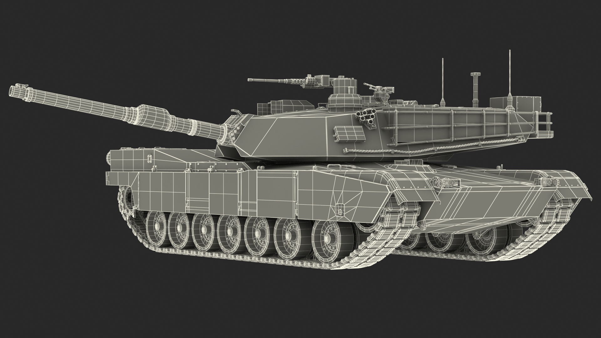 M1 Abrams 2 Green Rigged 3D model