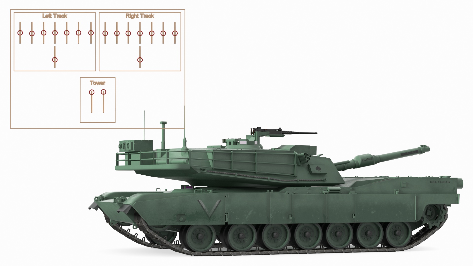 M1 Abrams 2 Green Rigged 3D model