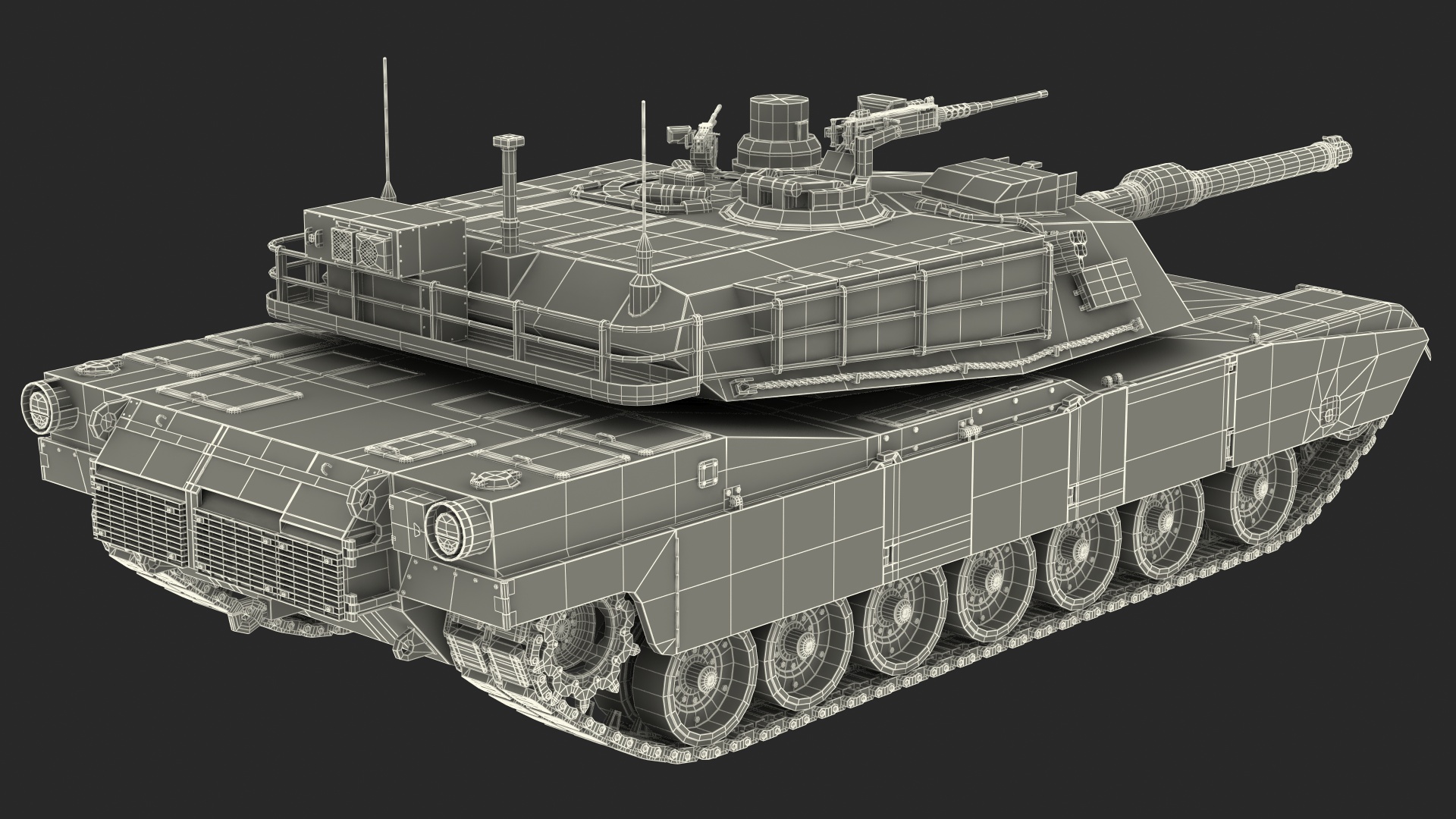 M1 Abrams 2 Green Rigged 3D model