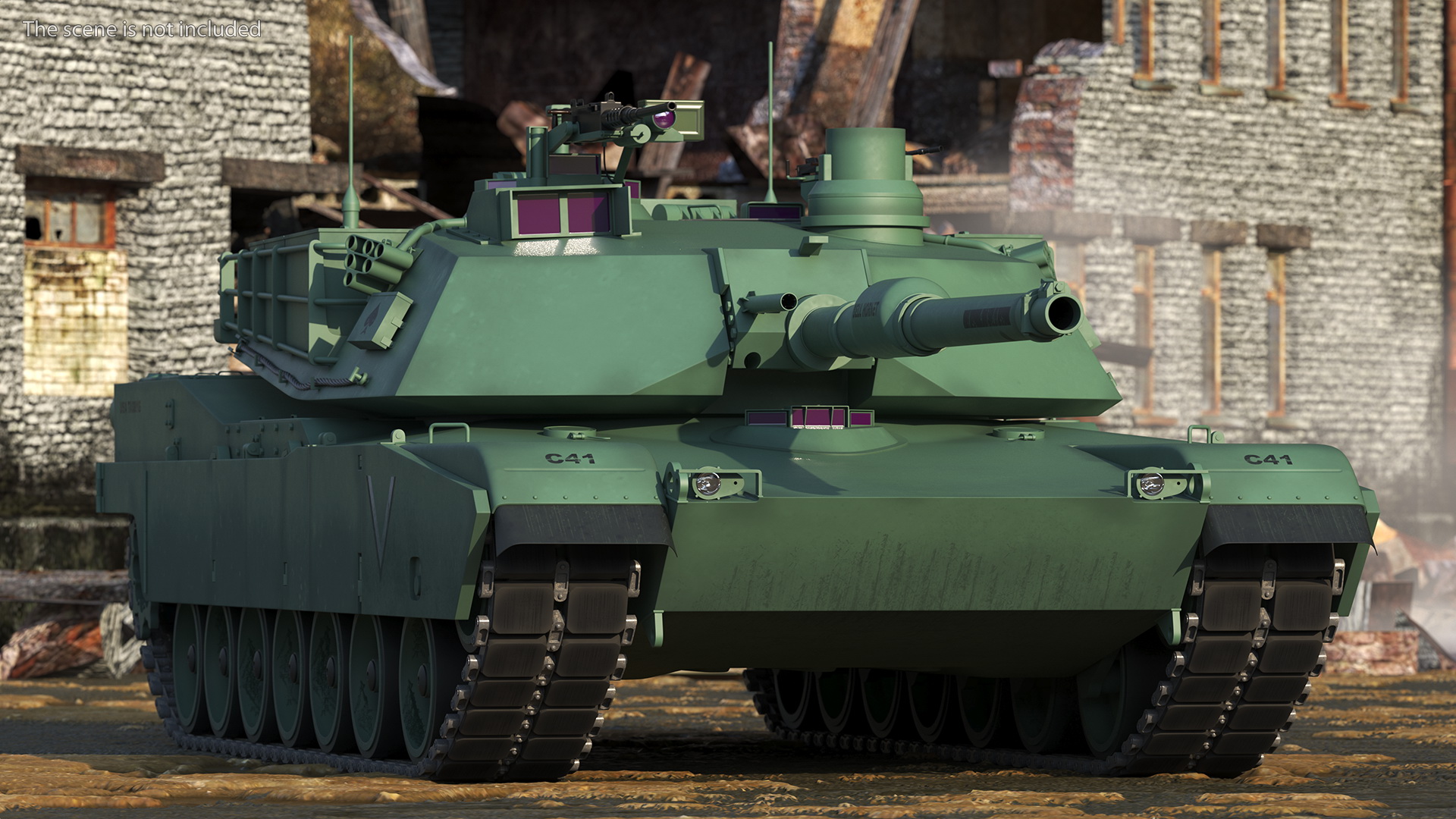 M1 Abrams 2 Green Rigged 3D model