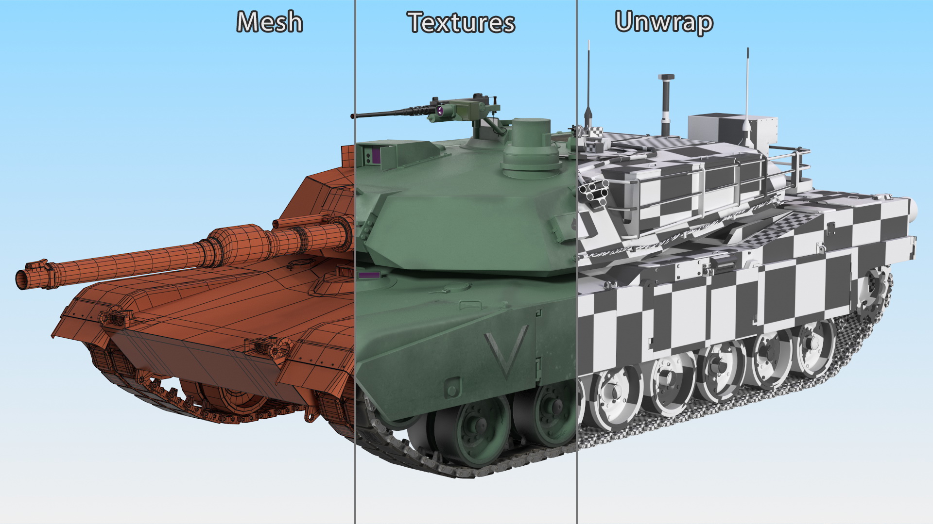 M1 Abrams 2 Green Rigged 3D model