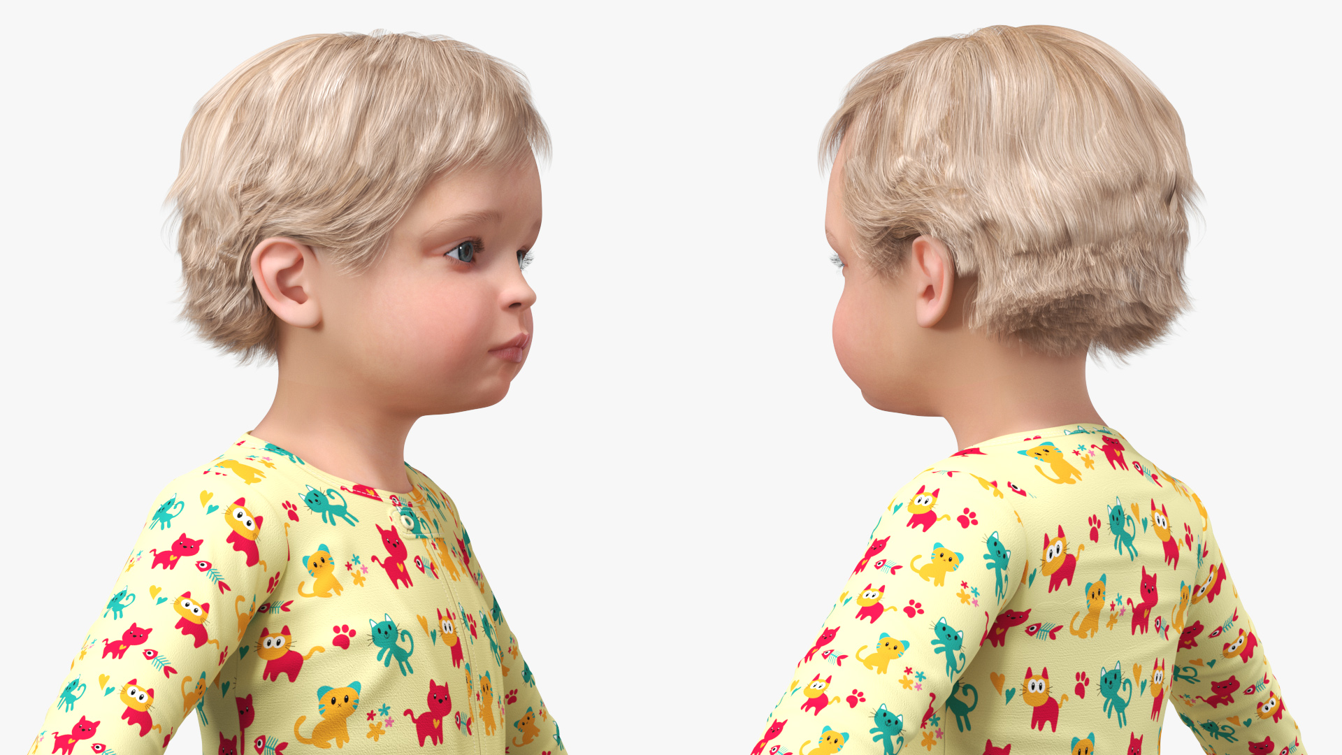 Toddler Aged 1 Year in Pajamas A-Pose 3D