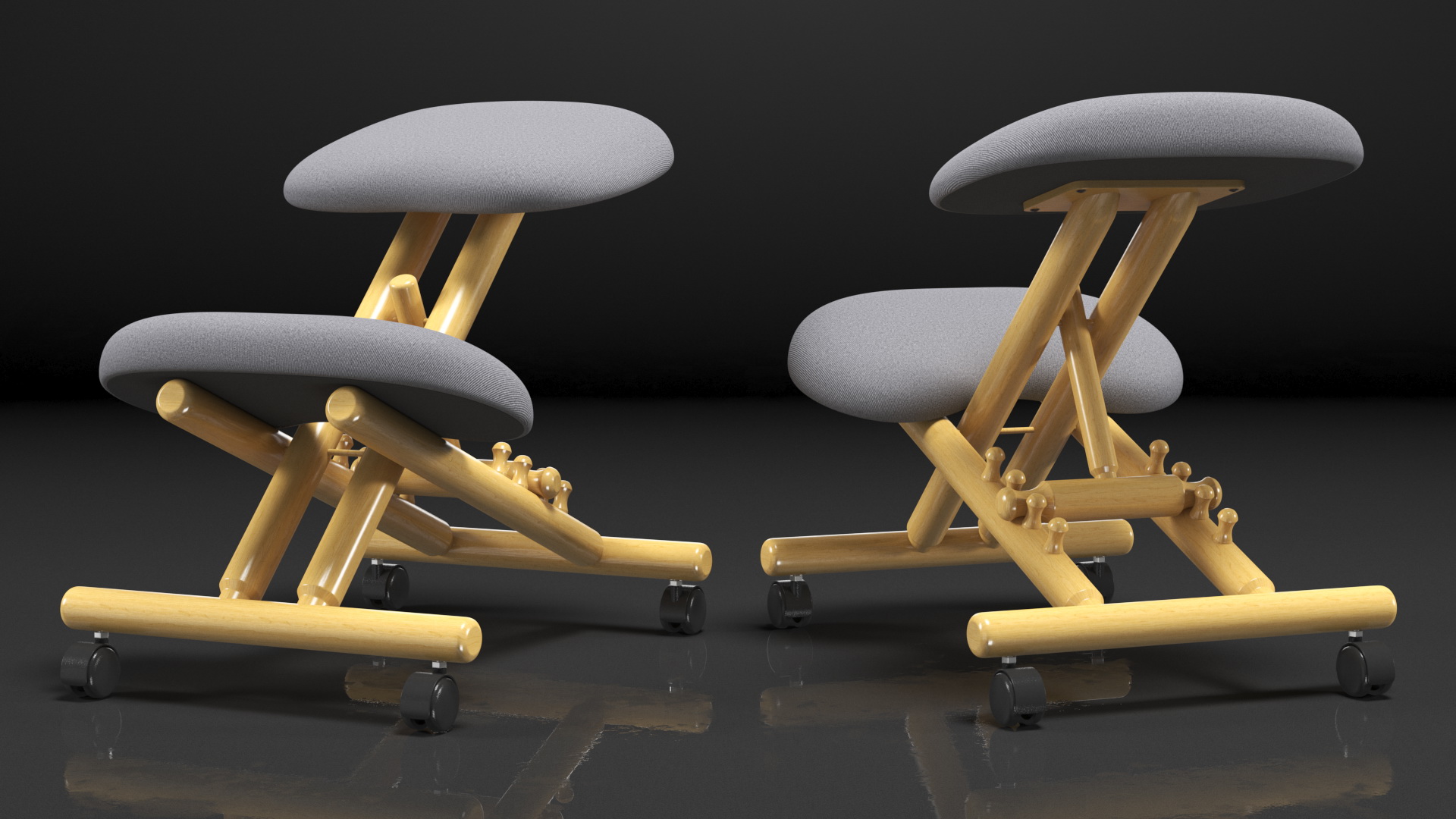 3D Mobile Wooden Ergonomic Kneeling Chair model