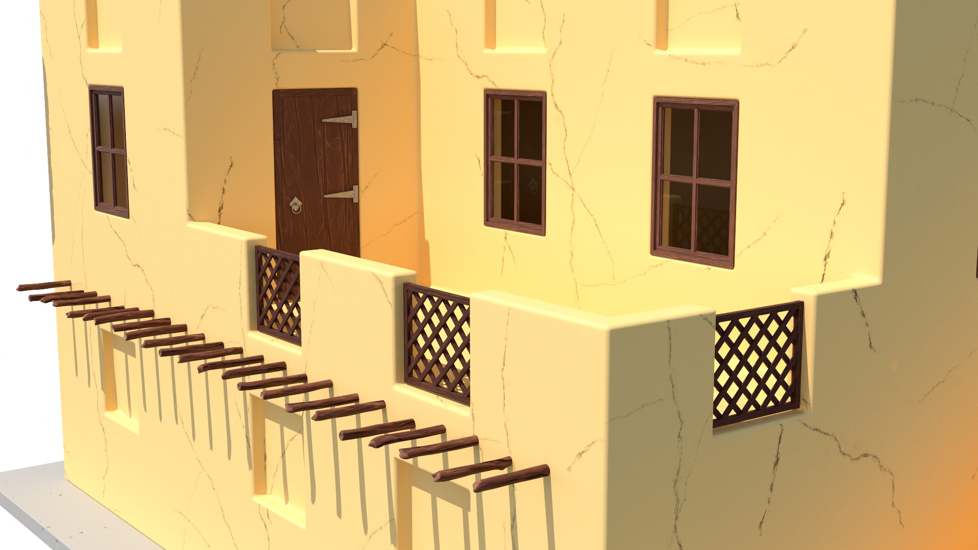 3D Cartoon Two Levels Arabian Style House model