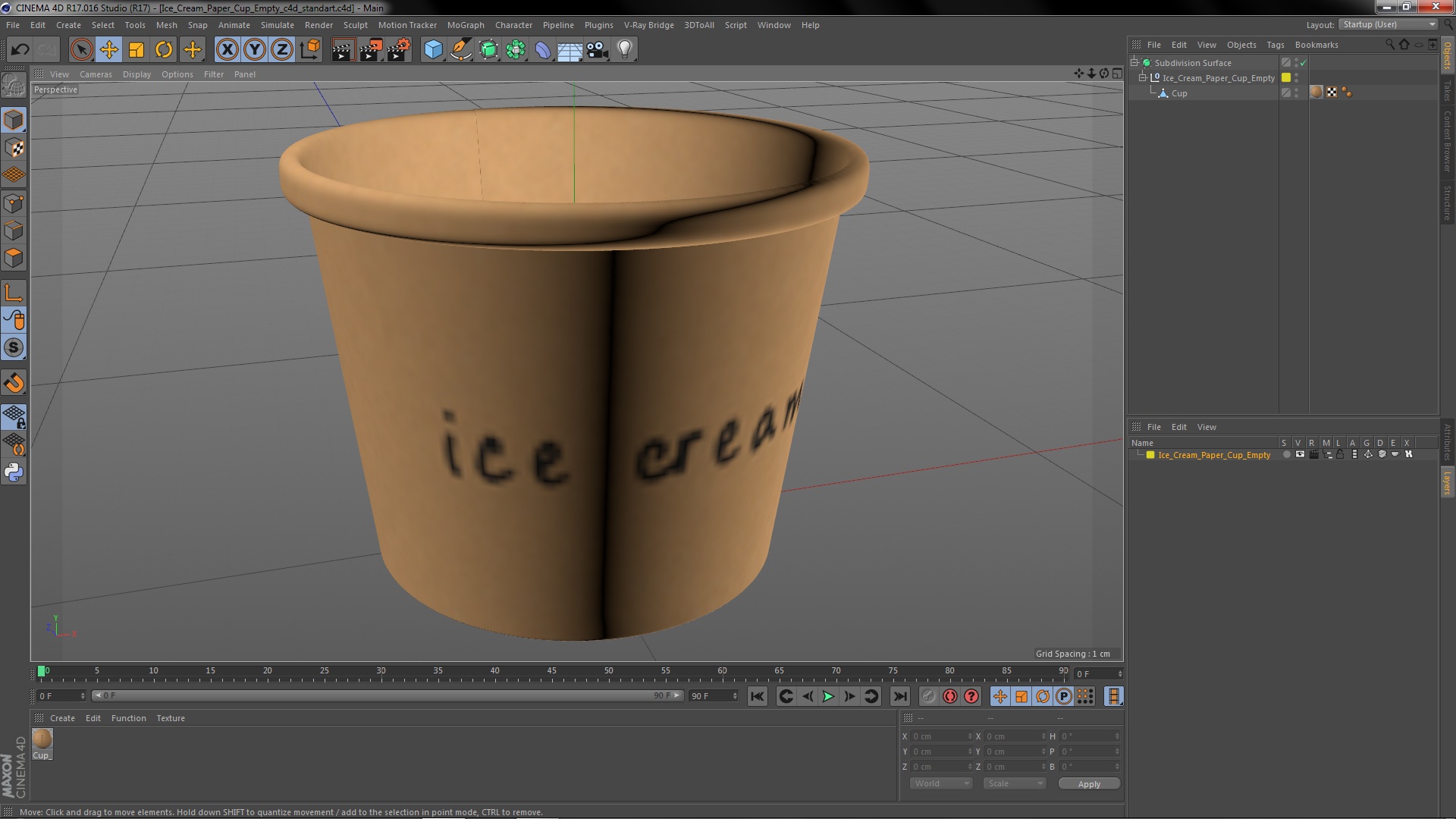3D model Ice Cream Paper Cup Empty