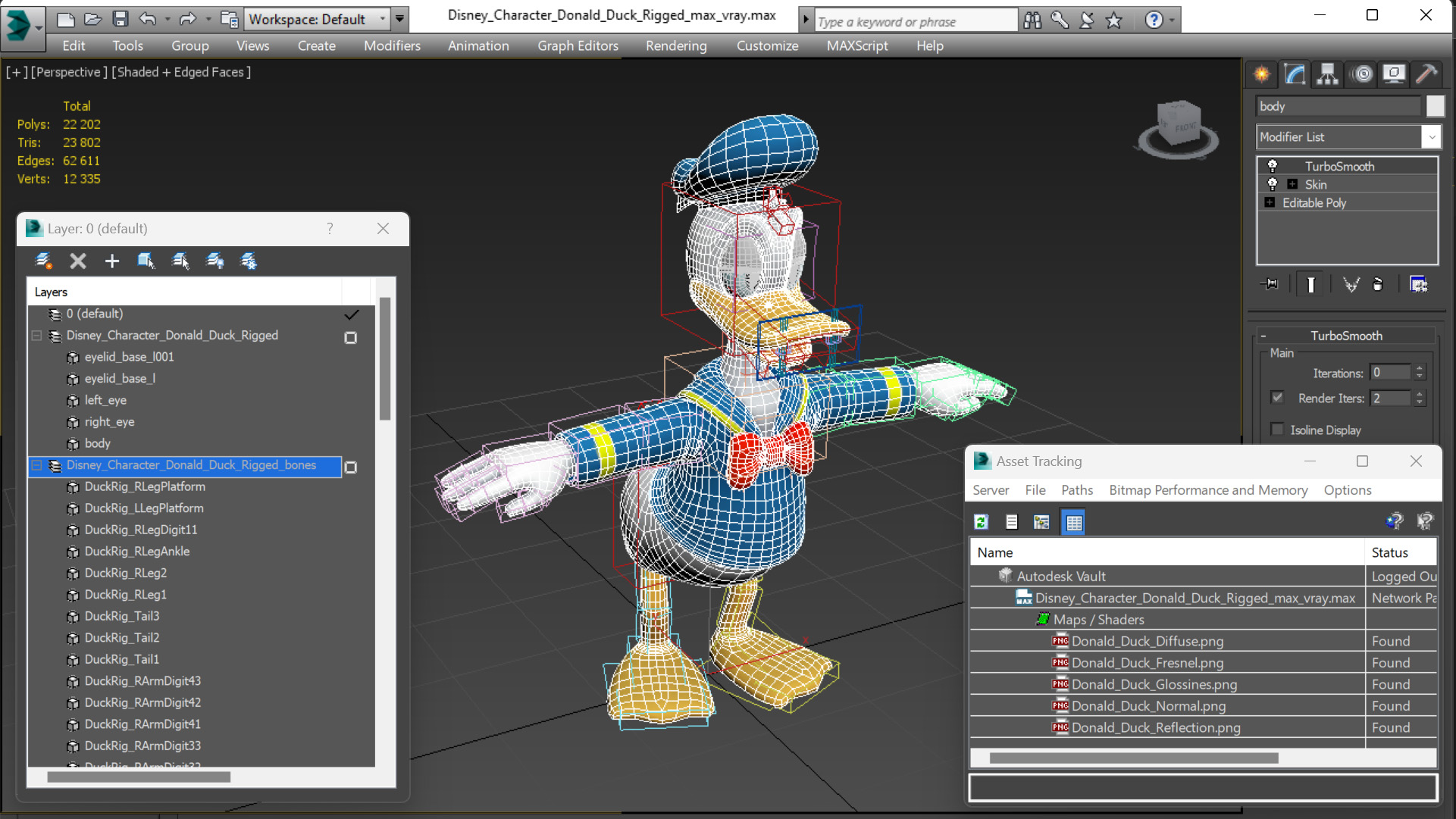 Disney Character Donald Duck Rigged for Maya 3D model