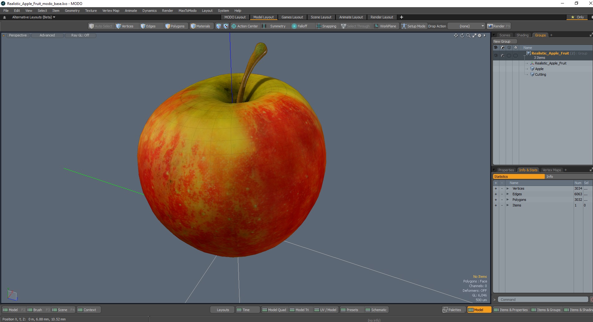 3D Realistic Apple Fruit
