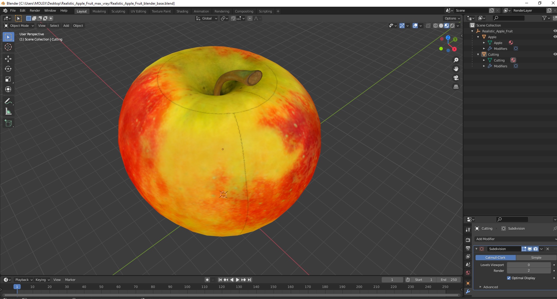 3D Realistic Apple Fruit