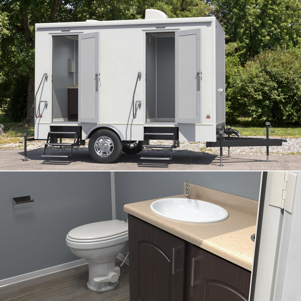 Portable Restroom Trailer Two Station