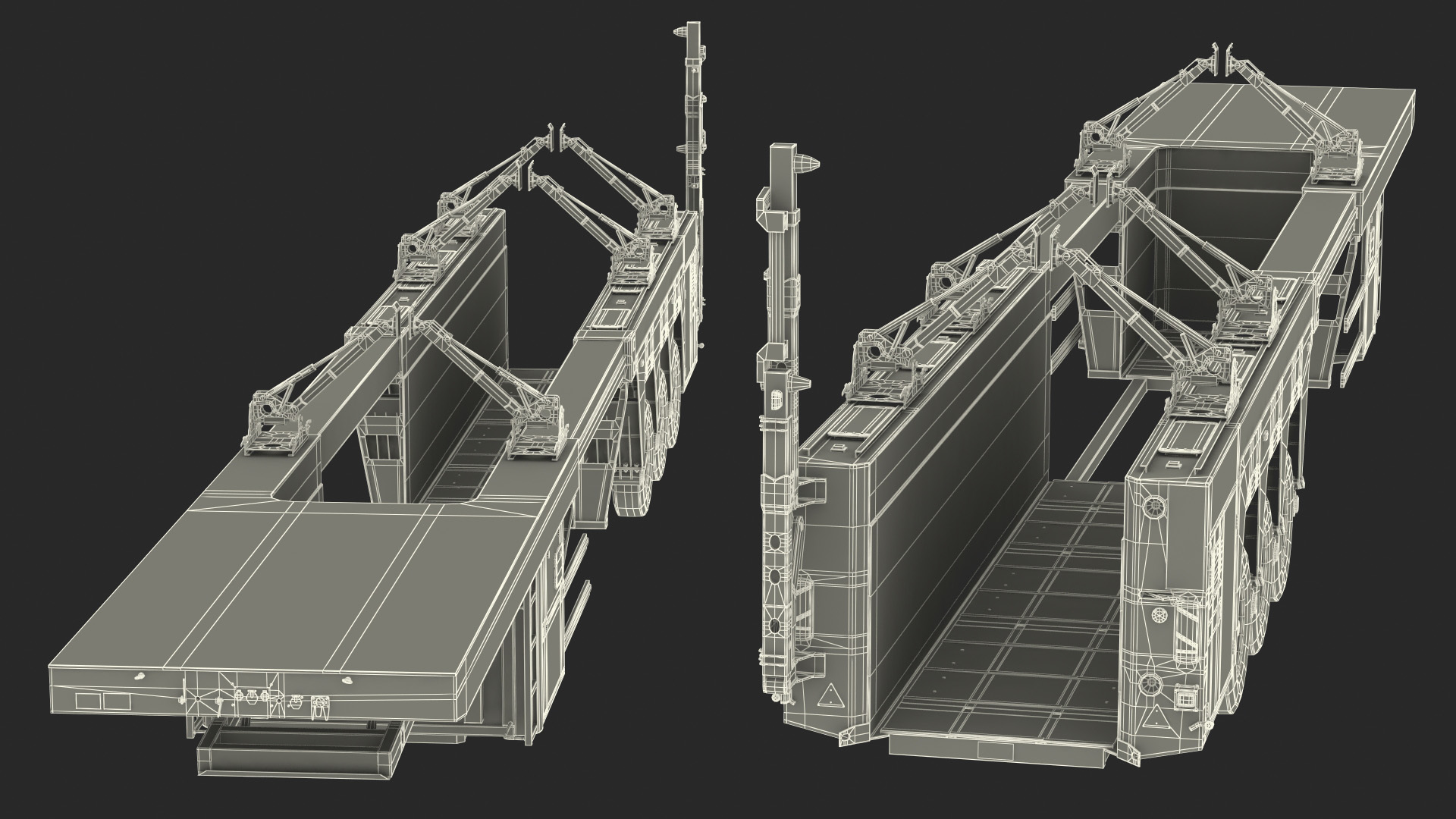 3D model Concrete Panel Semi Trailer Empty Rigged