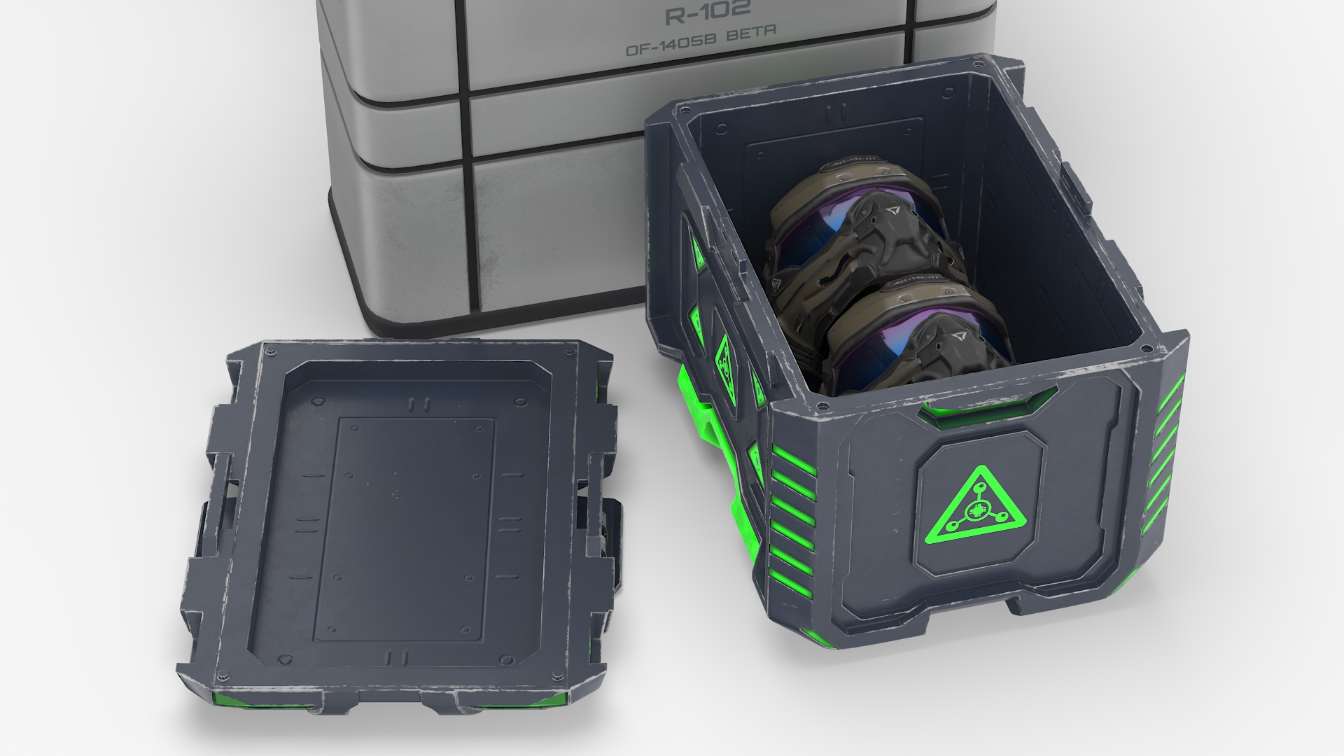 3D Futuristic Command Center with Hellmet Storage