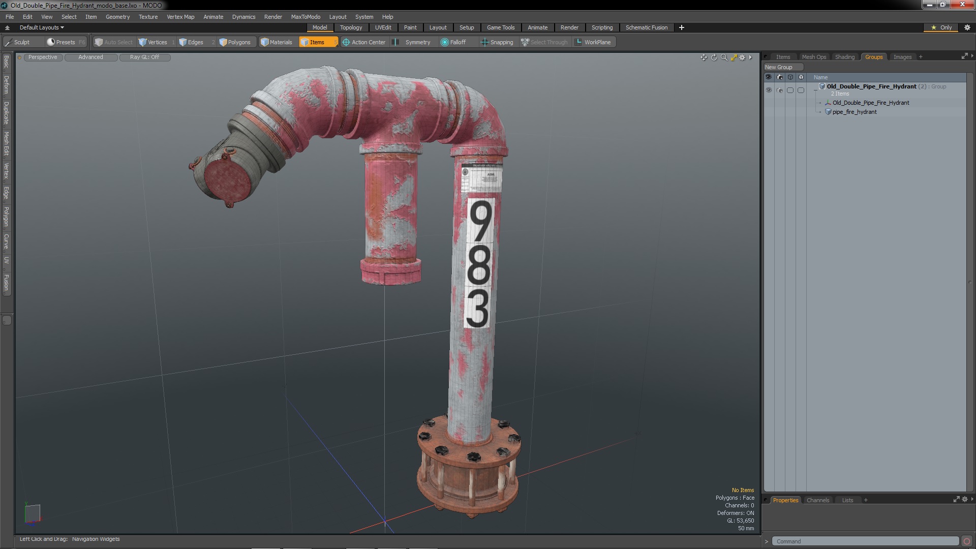 3D Old Double Pipe Fire Hydrant model