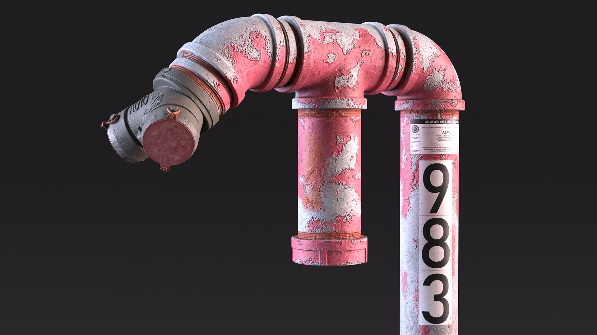 3D Old Double Pipe Fire Hydrant model