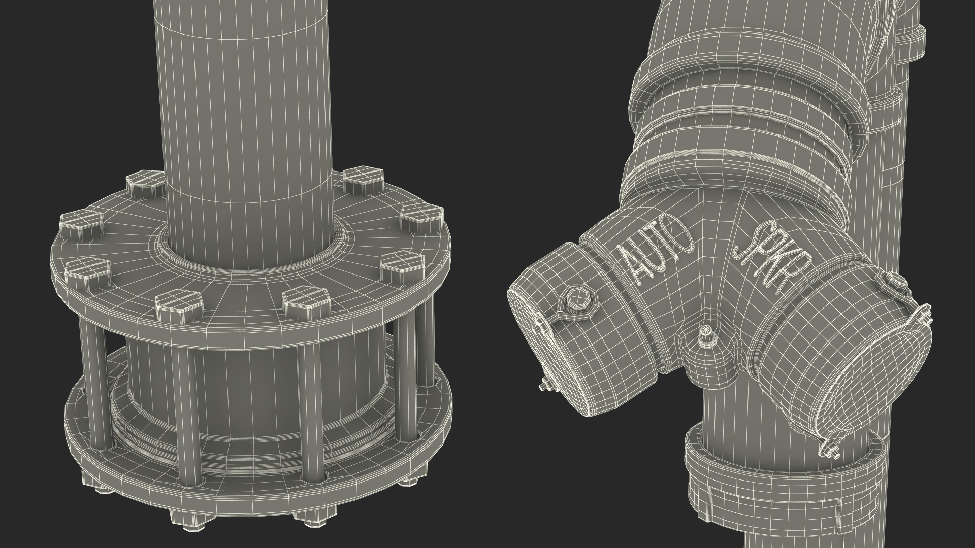 3D Old Double Pipe Fire Hydrant model