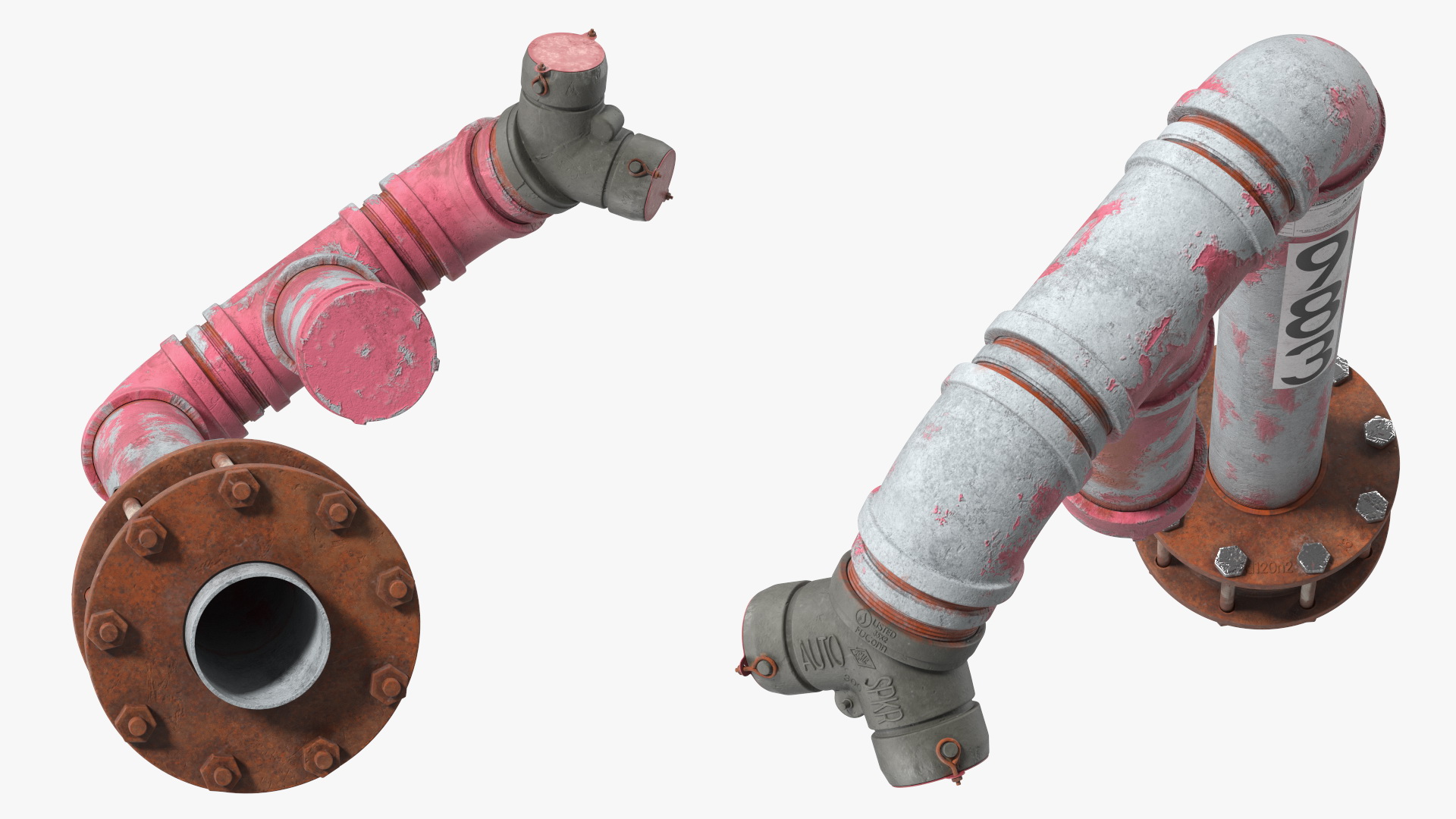 3D Old Double Pipe Fire Hydrant model