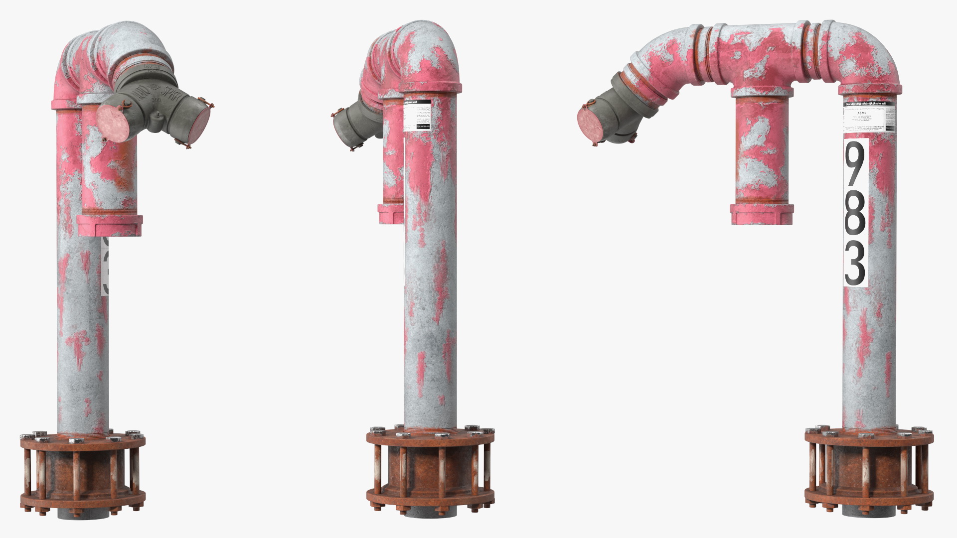 3D Old Double Pipe Fire Hydrant model