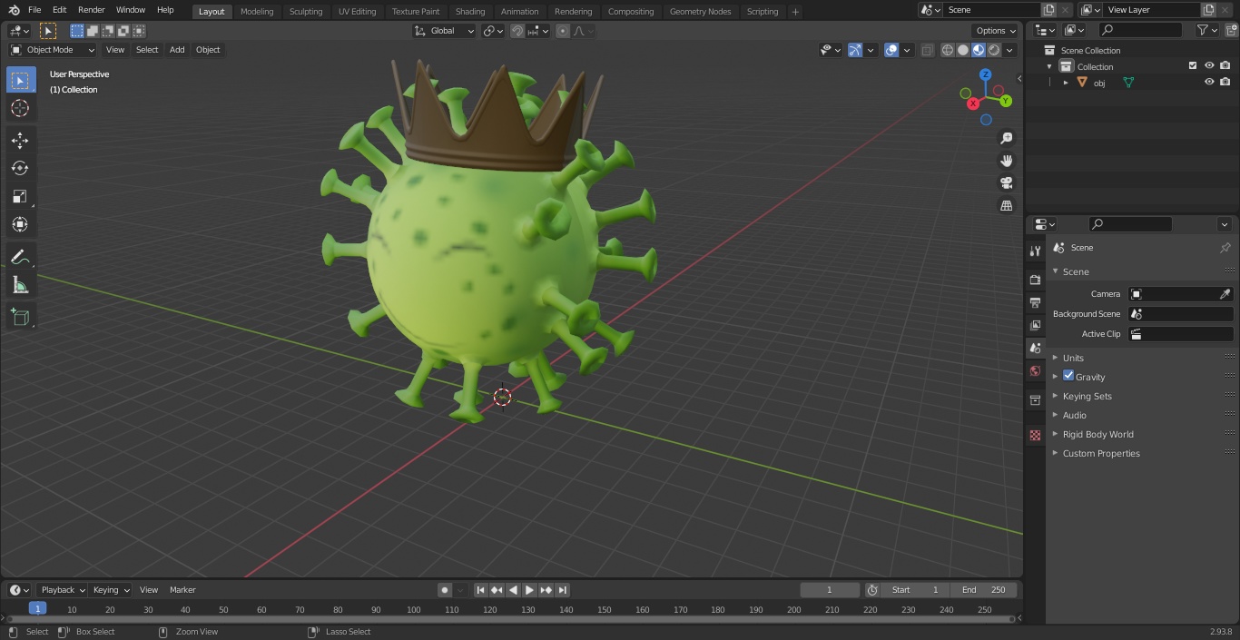 Covid Emoji with Crown 3D