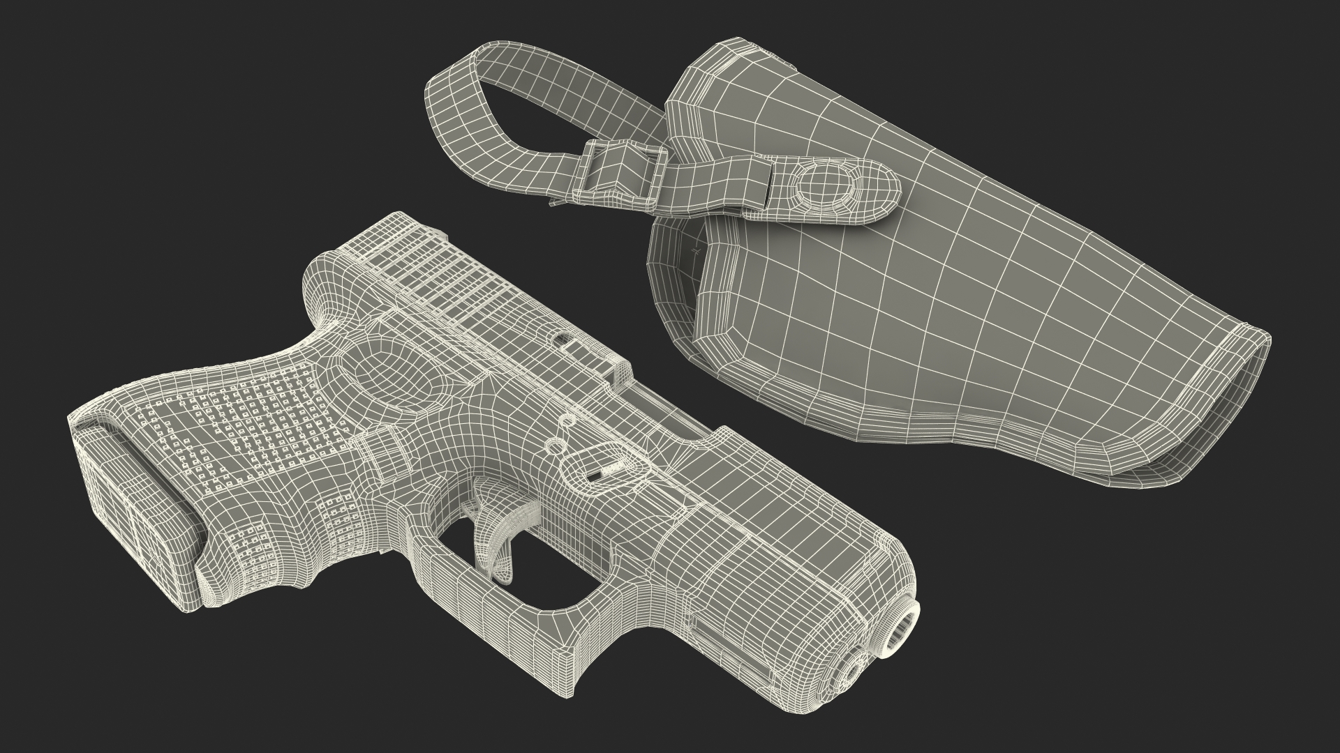 3D model Glock 26 and Tactical Nylon Holster