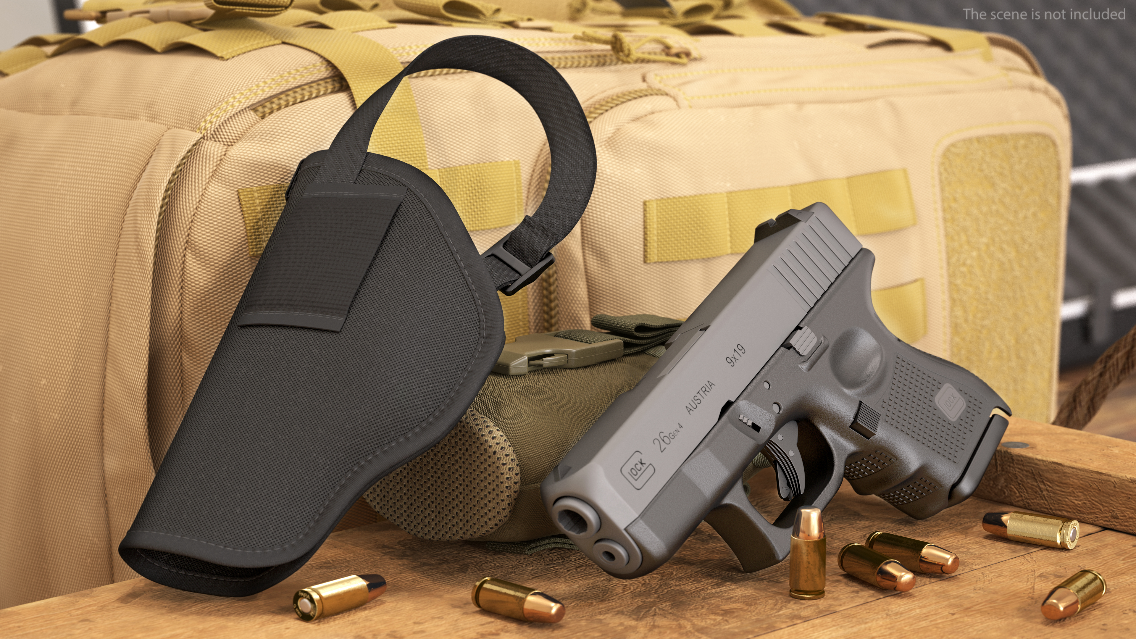 3D model Glock 26 and Tactical Nylon Holster