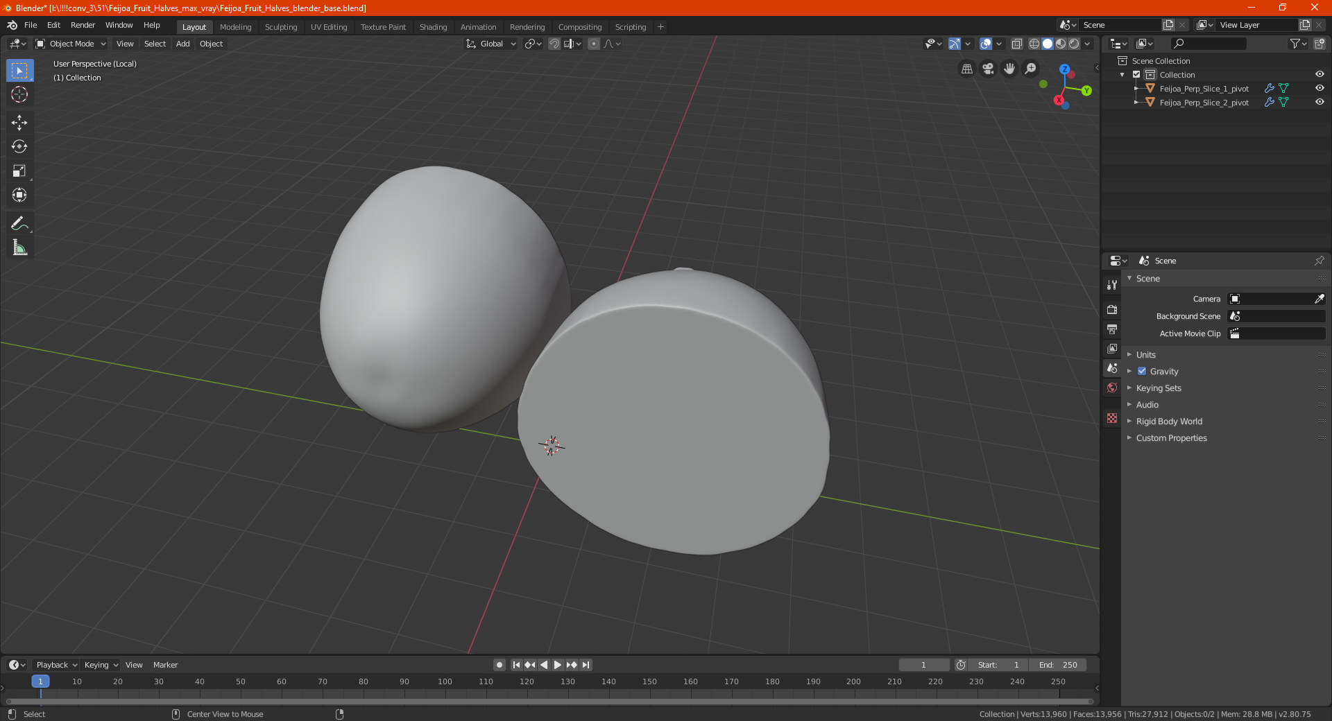 Feijoa Fruit Halves 3D model