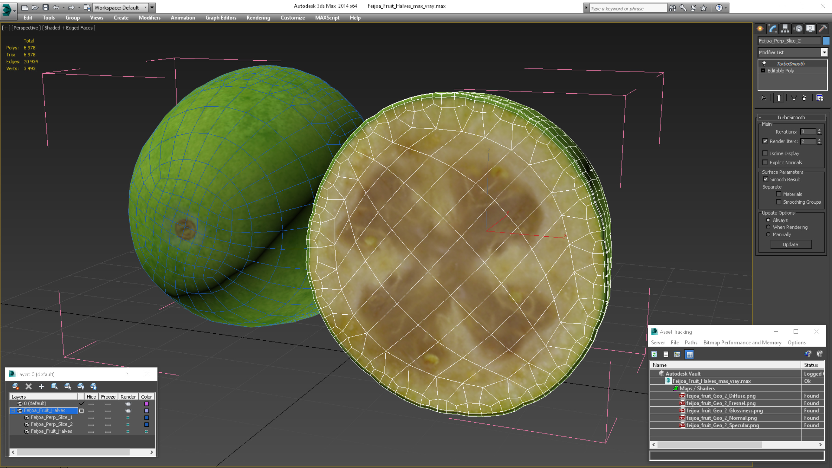 Feijoa Fruit Halves 3D model
