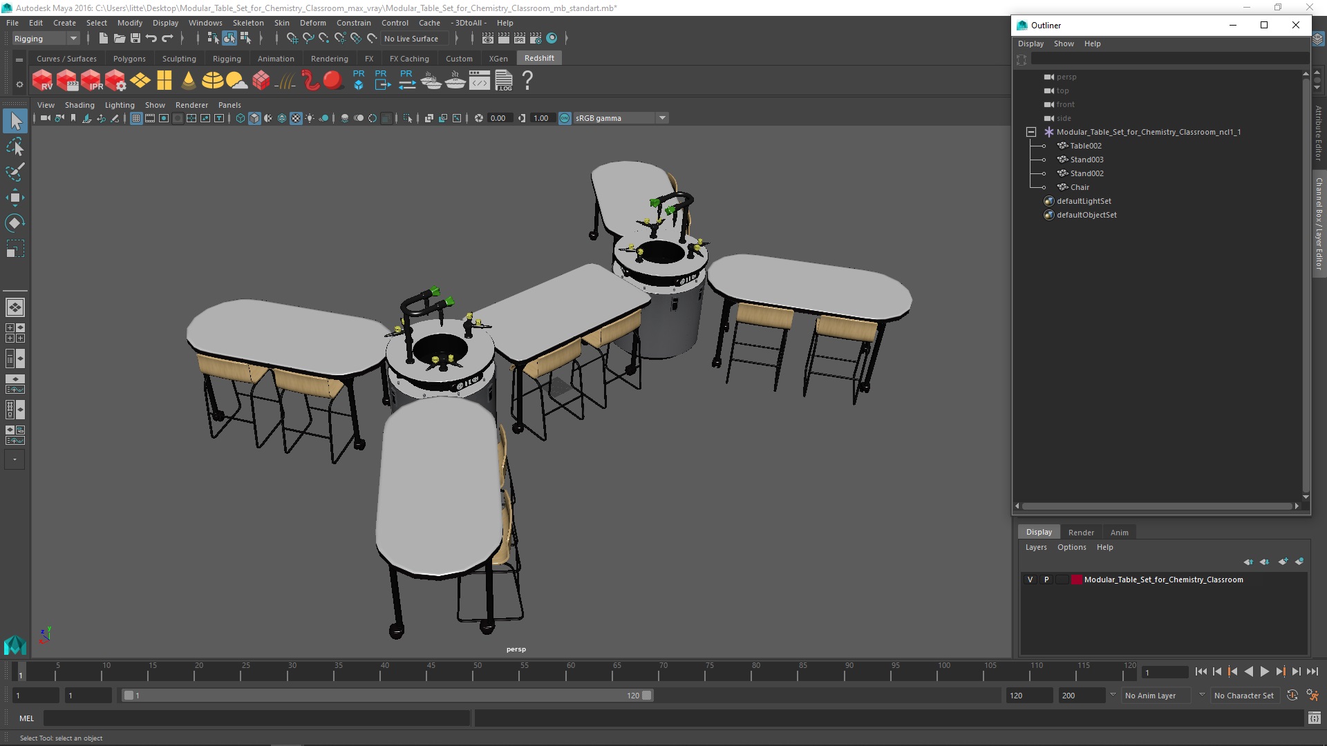 3D Modular Table Set for Chemistry Classroom