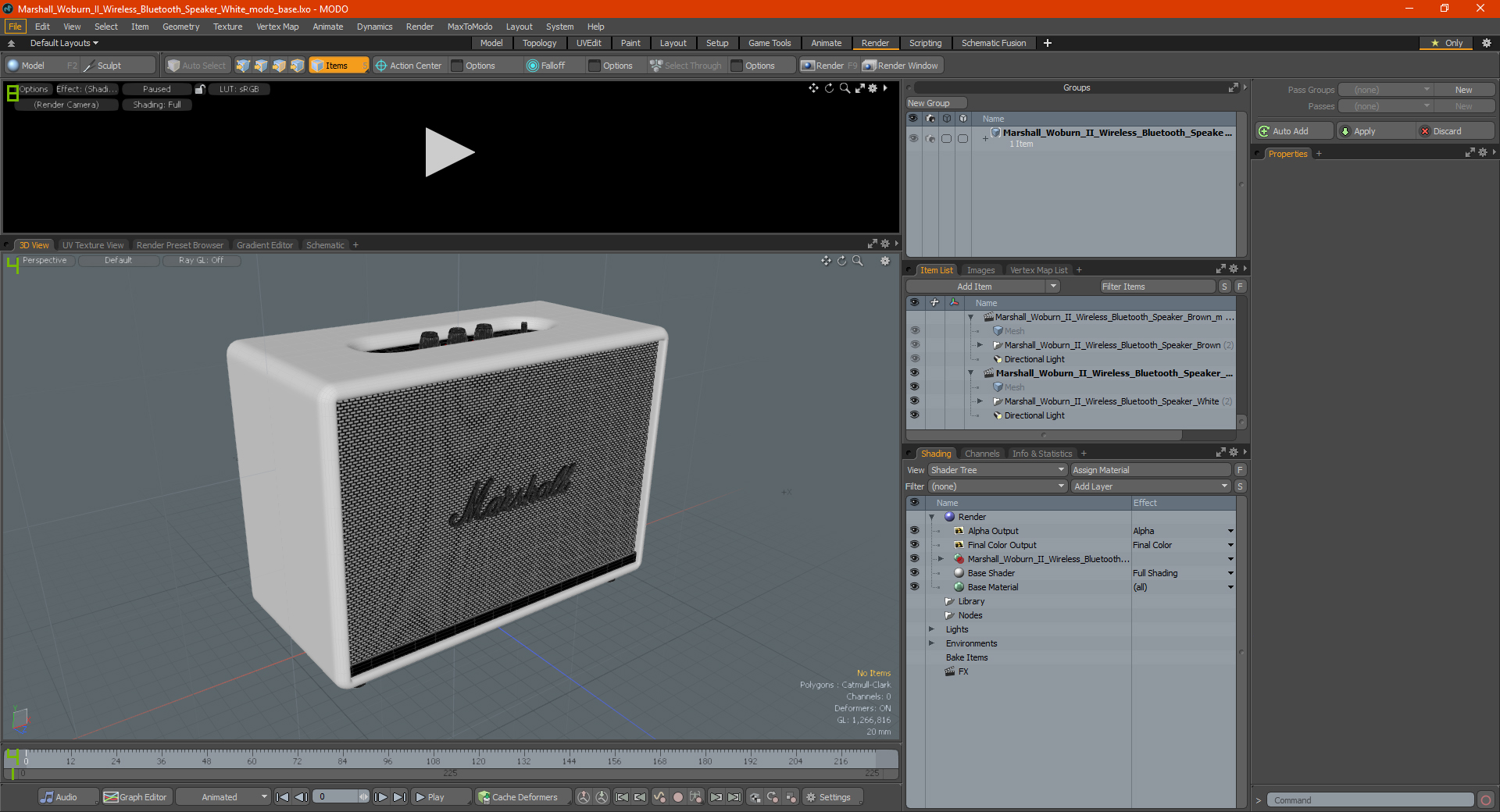 3D Marshall Woburn II Wireless Bluetooth Speaker White